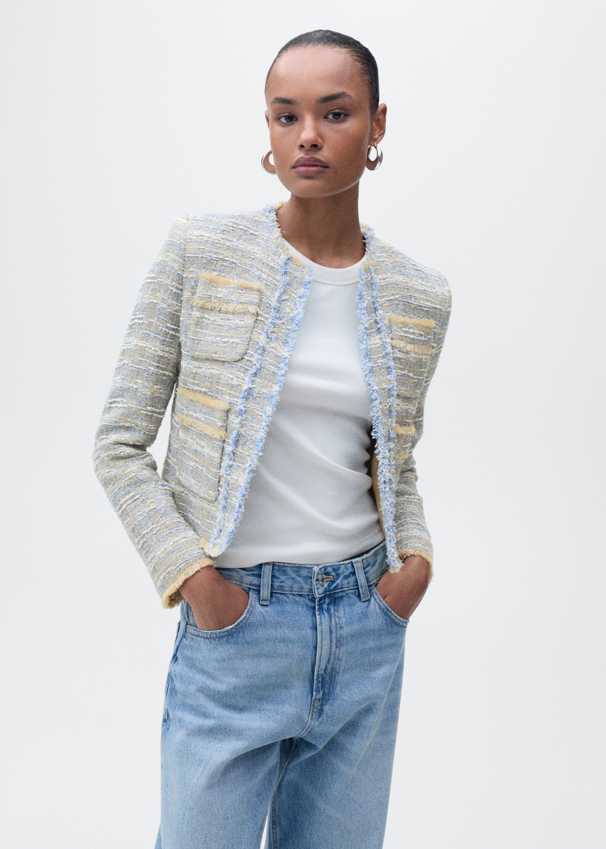Tweed jacket with frayed ends - Medium plane