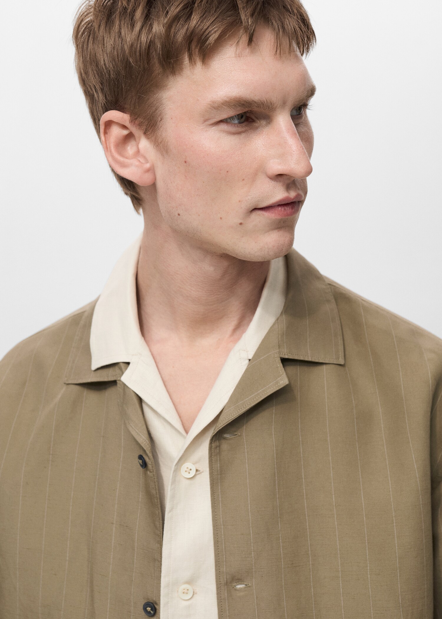 Linen-blend pinstripe overshirt - Details of the article 1