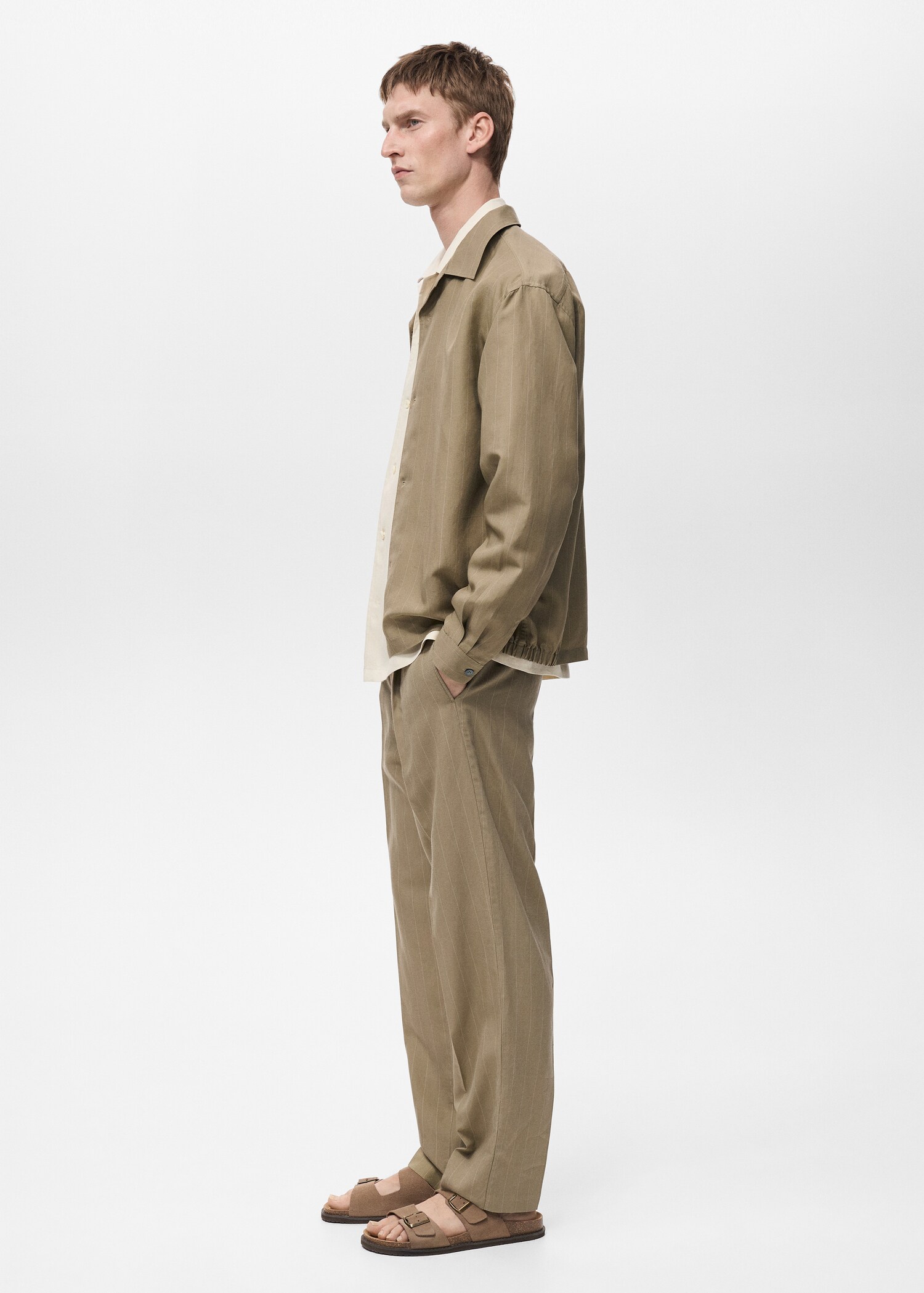 Linen-blend pinstripe overshirt - Details of the article 2