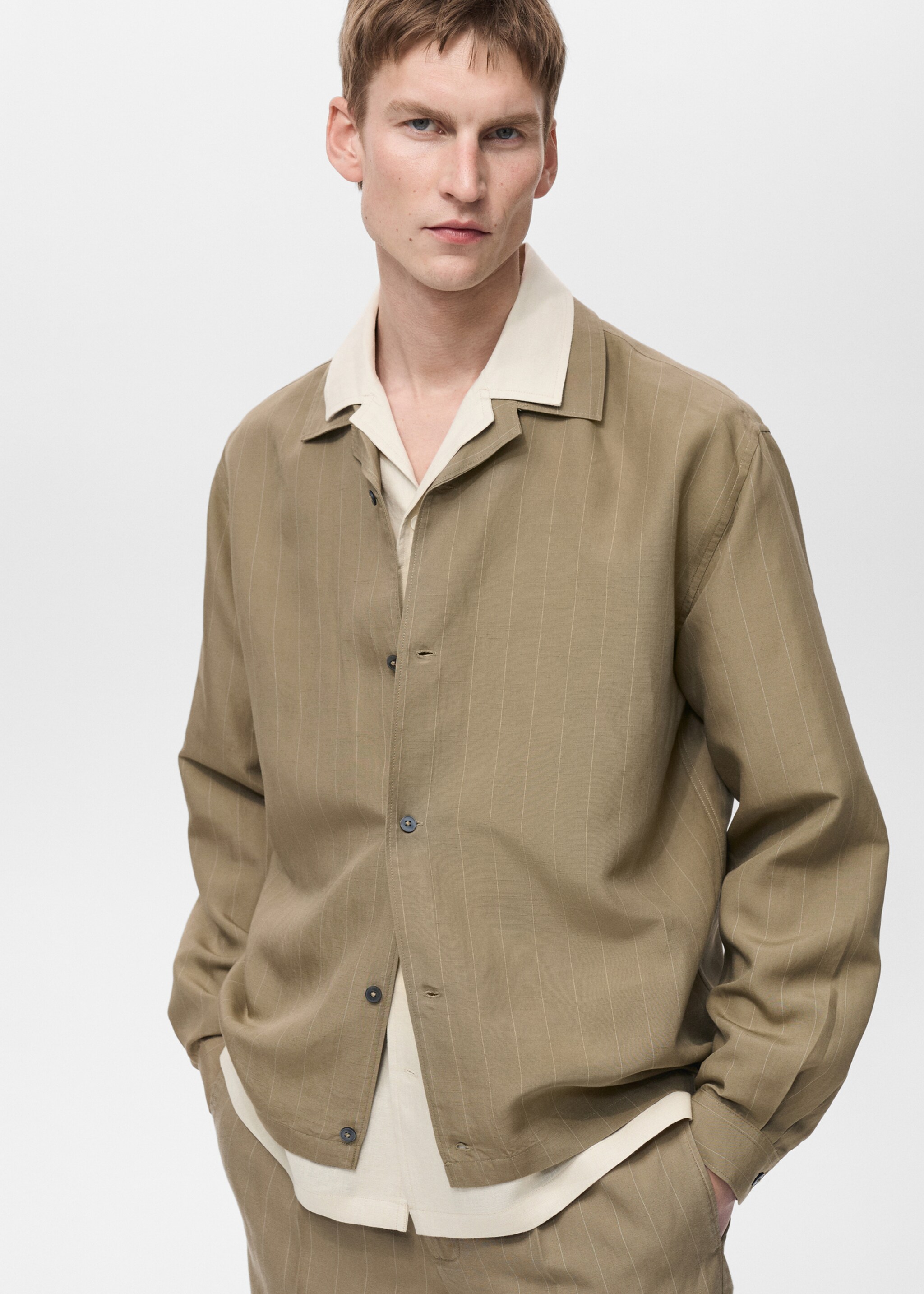 Linen-blend pinstripe overshirt - Details of the article 6