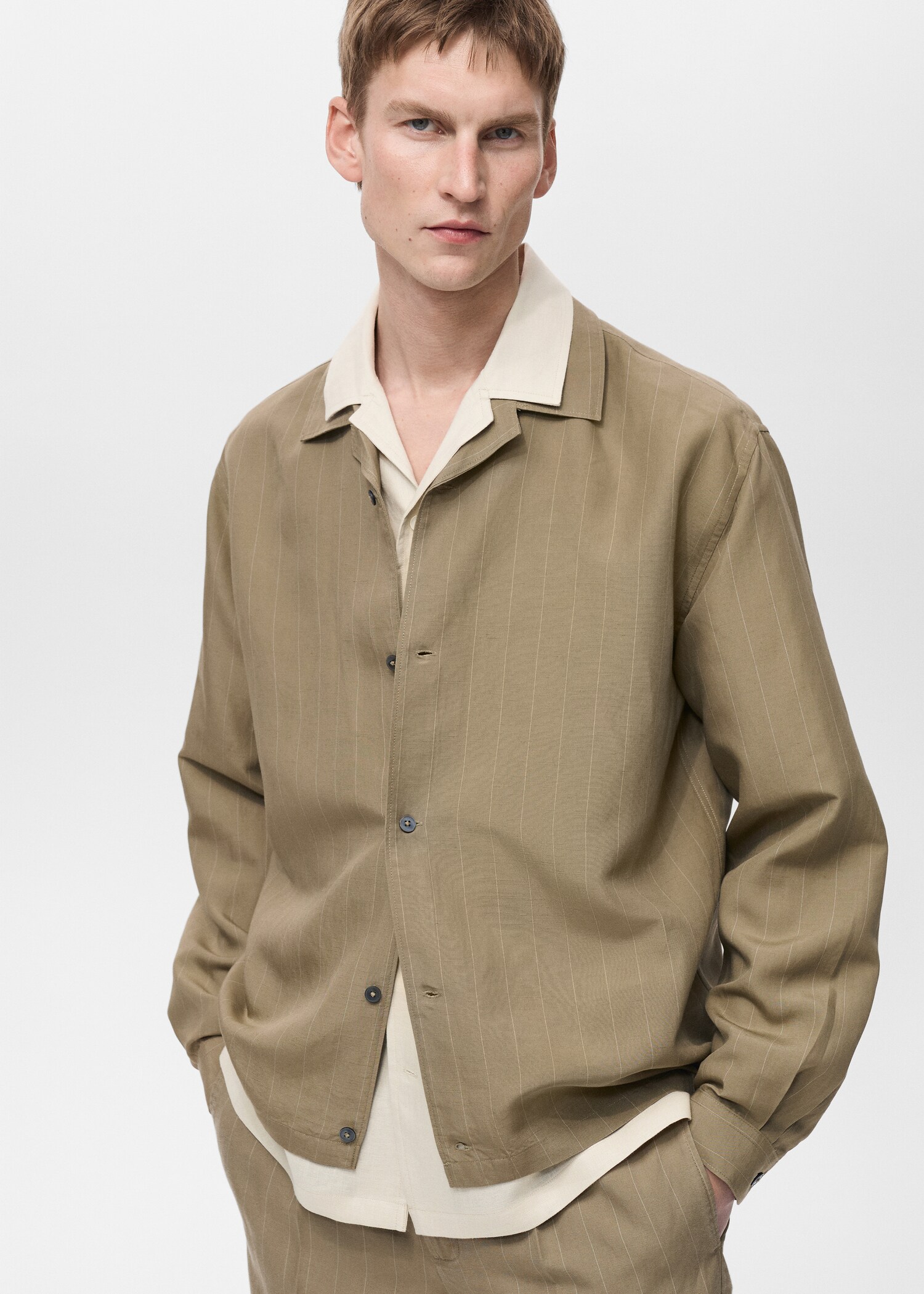 Linen-blend pinstripe overshirt - Details of the article 6