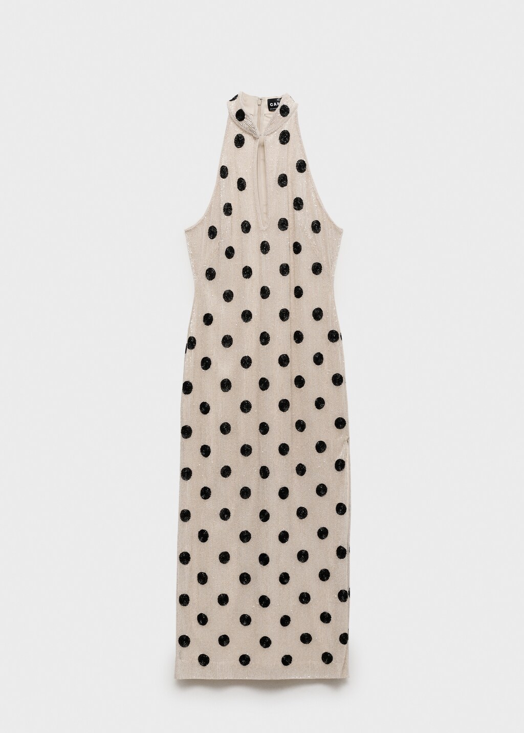 Mango Rhinestone polka-dot halter dress