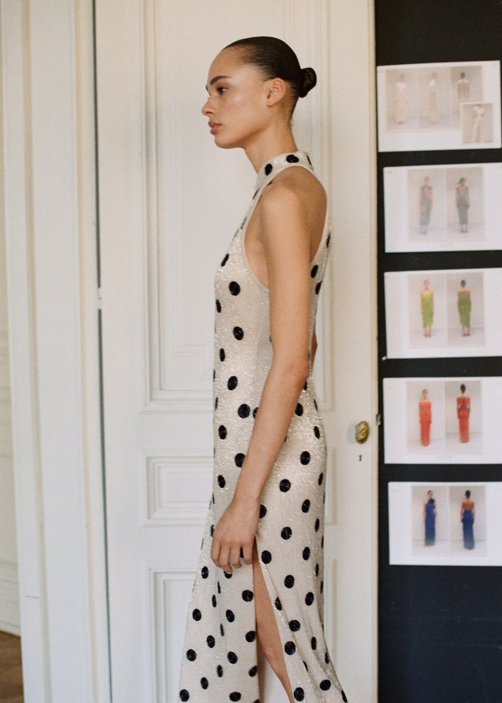 Rhinestone polka-dot halter dress