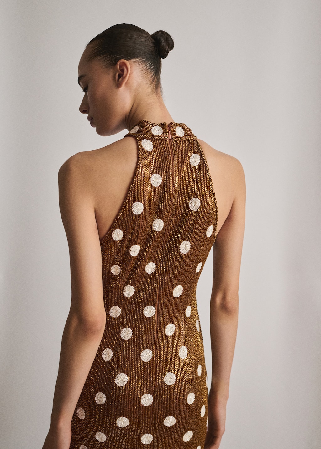 Rhinestone polka-dot halter dress