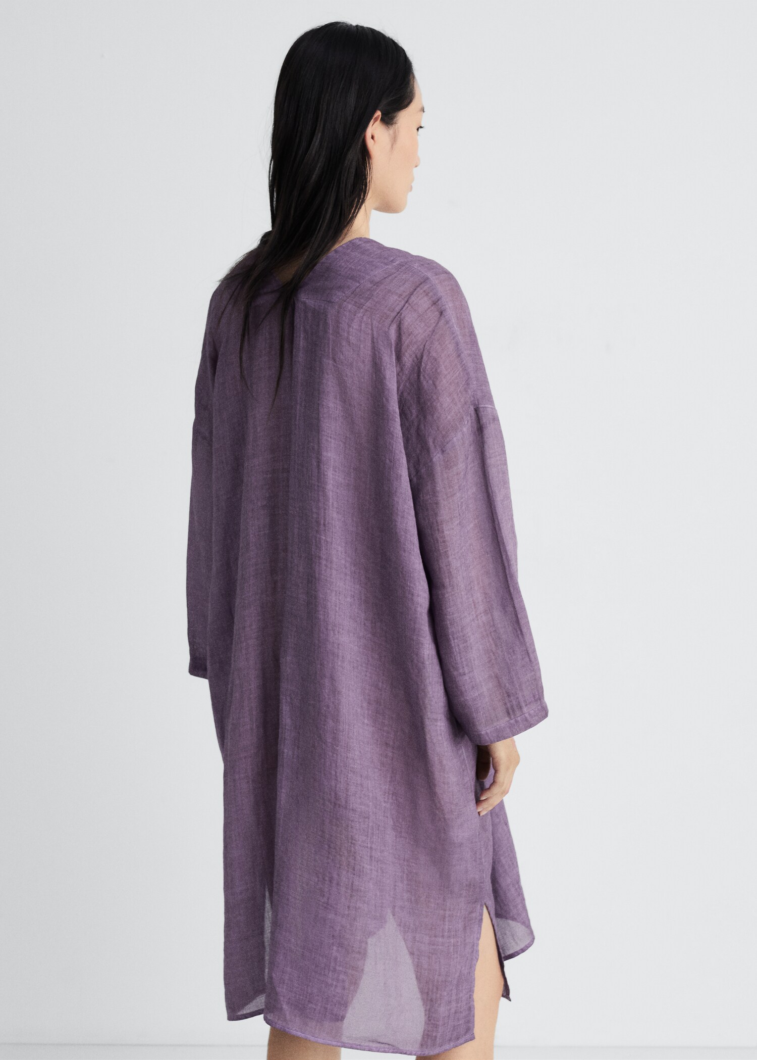 Кафтан из рами, окрашенный в технике overdyed - Обратная сторона изделия