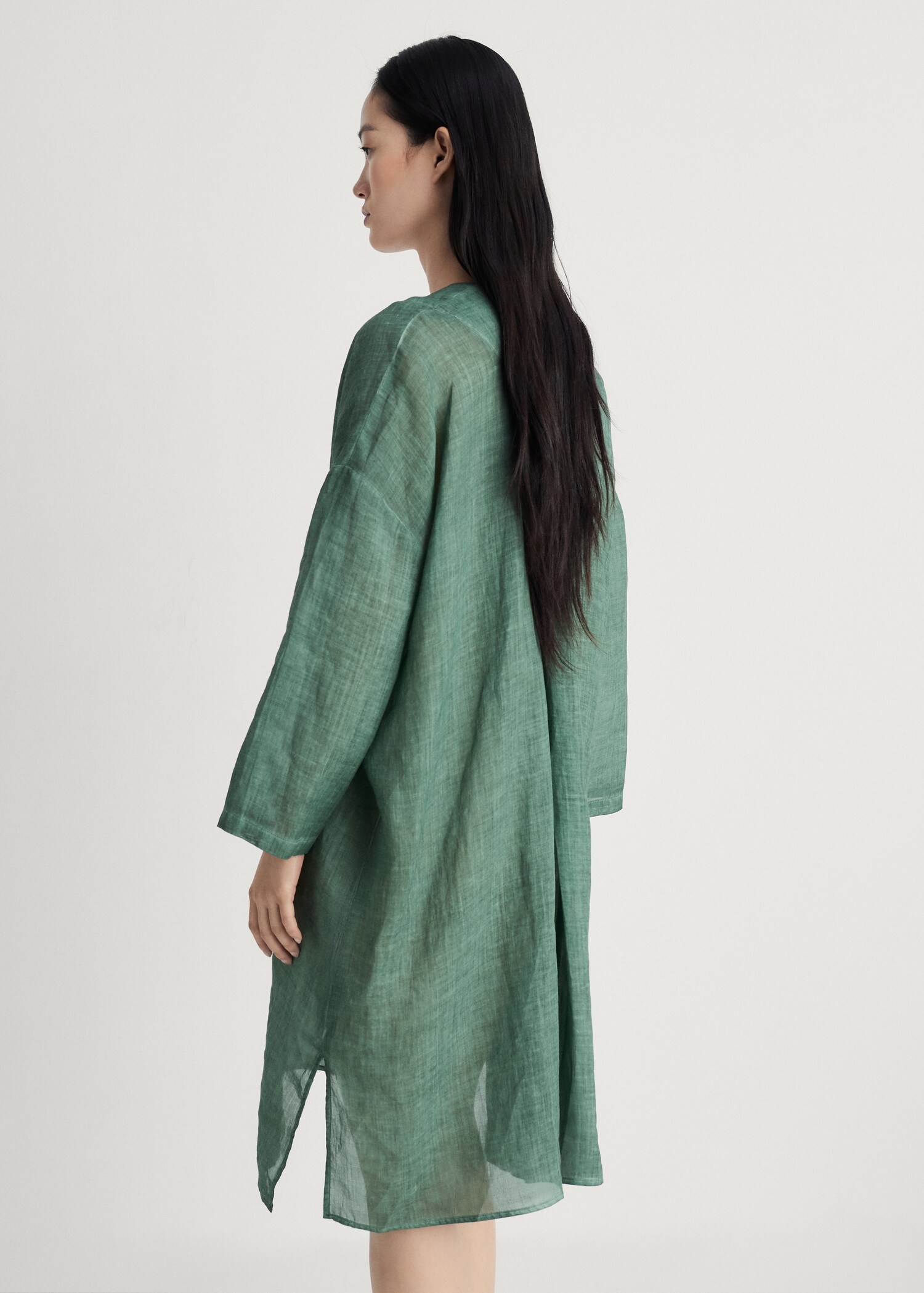 Caftan din ramie cu model overdyed - Spatele articolului