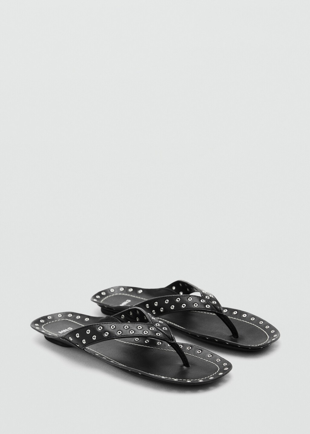 Leather sandals with eyelets - image 3