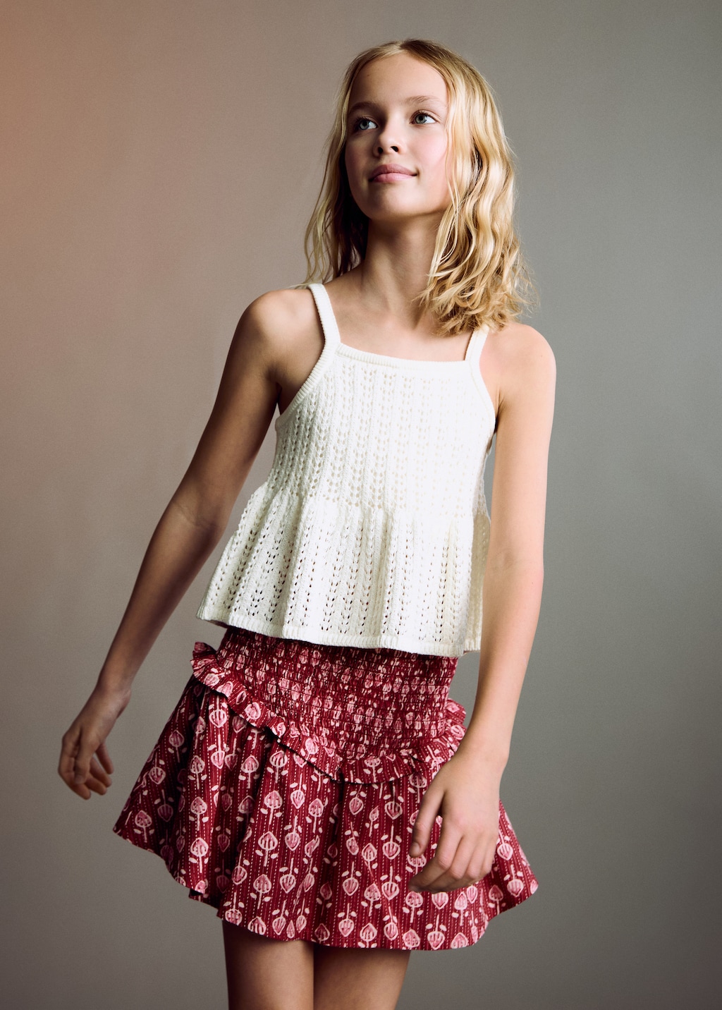 Ruffled gathered mini skirt