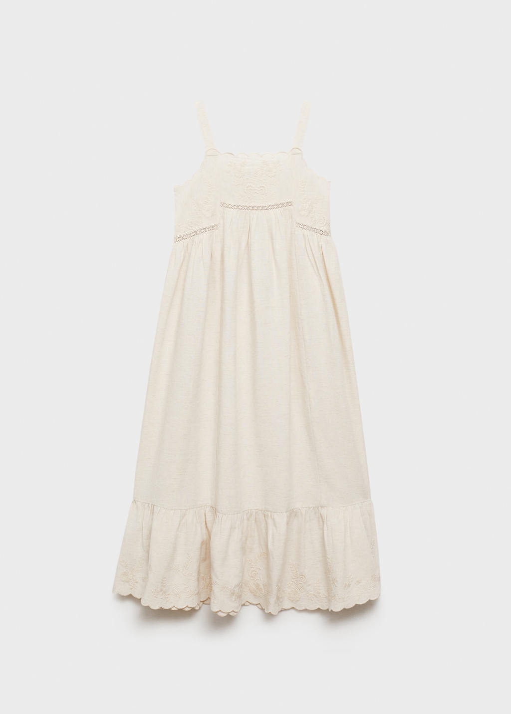 Cotton linen embroidered dress
