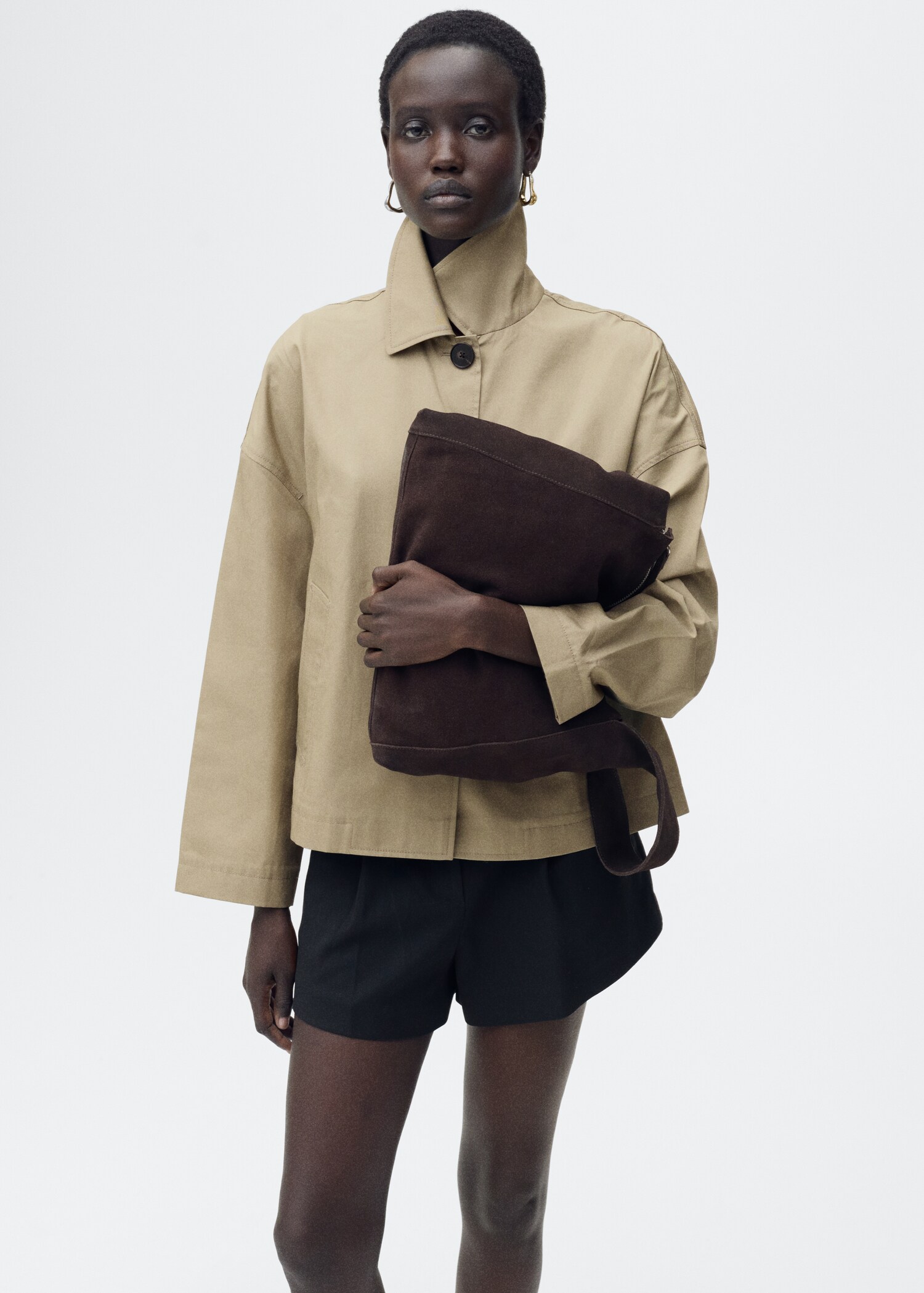 Straight cotton jacket with buttons - Details of the article 2