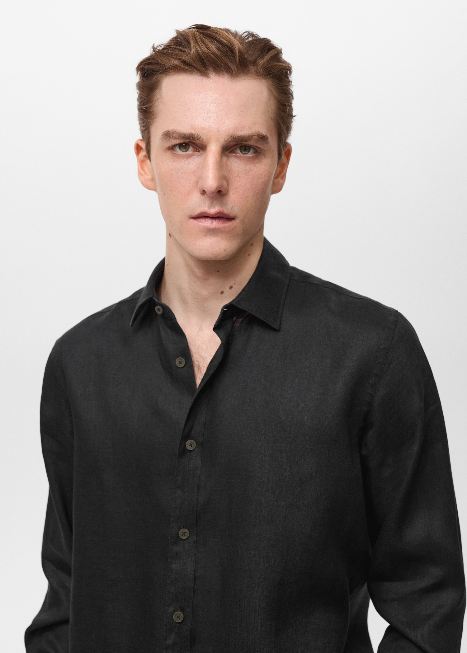 Shirt Camisa Lino Hombre Negra Camisa Lino Camisetas De Hombre En