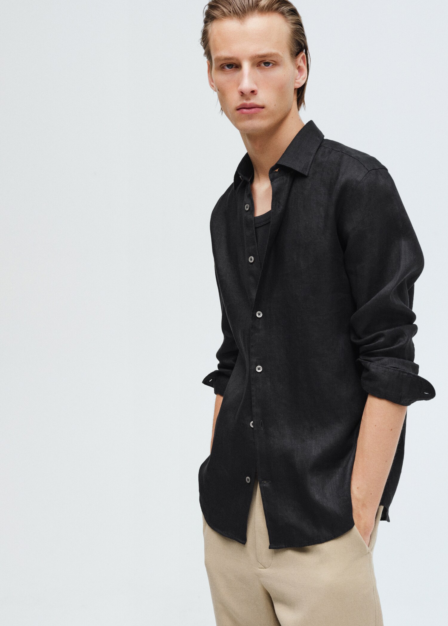 Linen 100% shirt - Details of the article 9