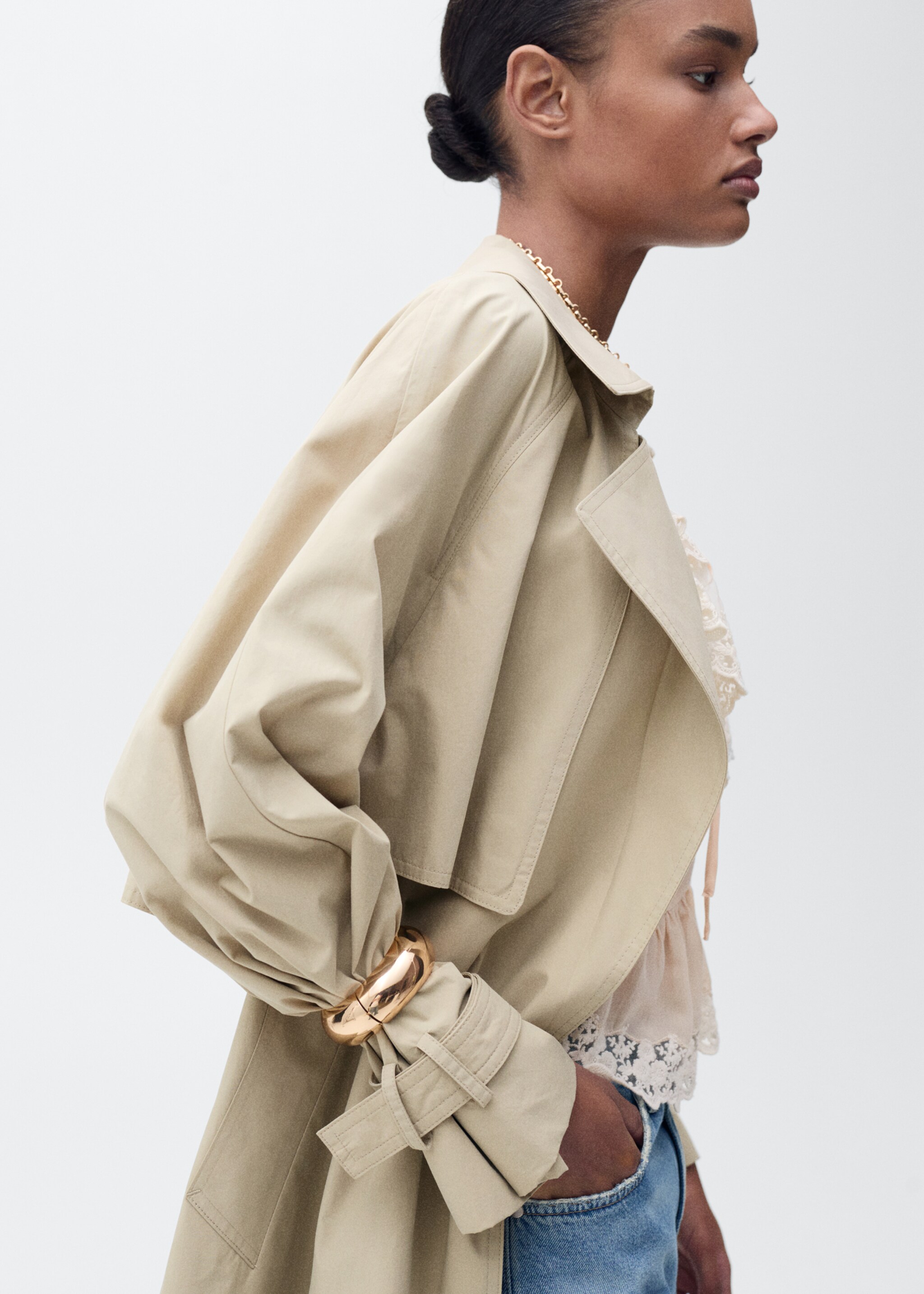 Cotton trench coat with belt - Medium plane