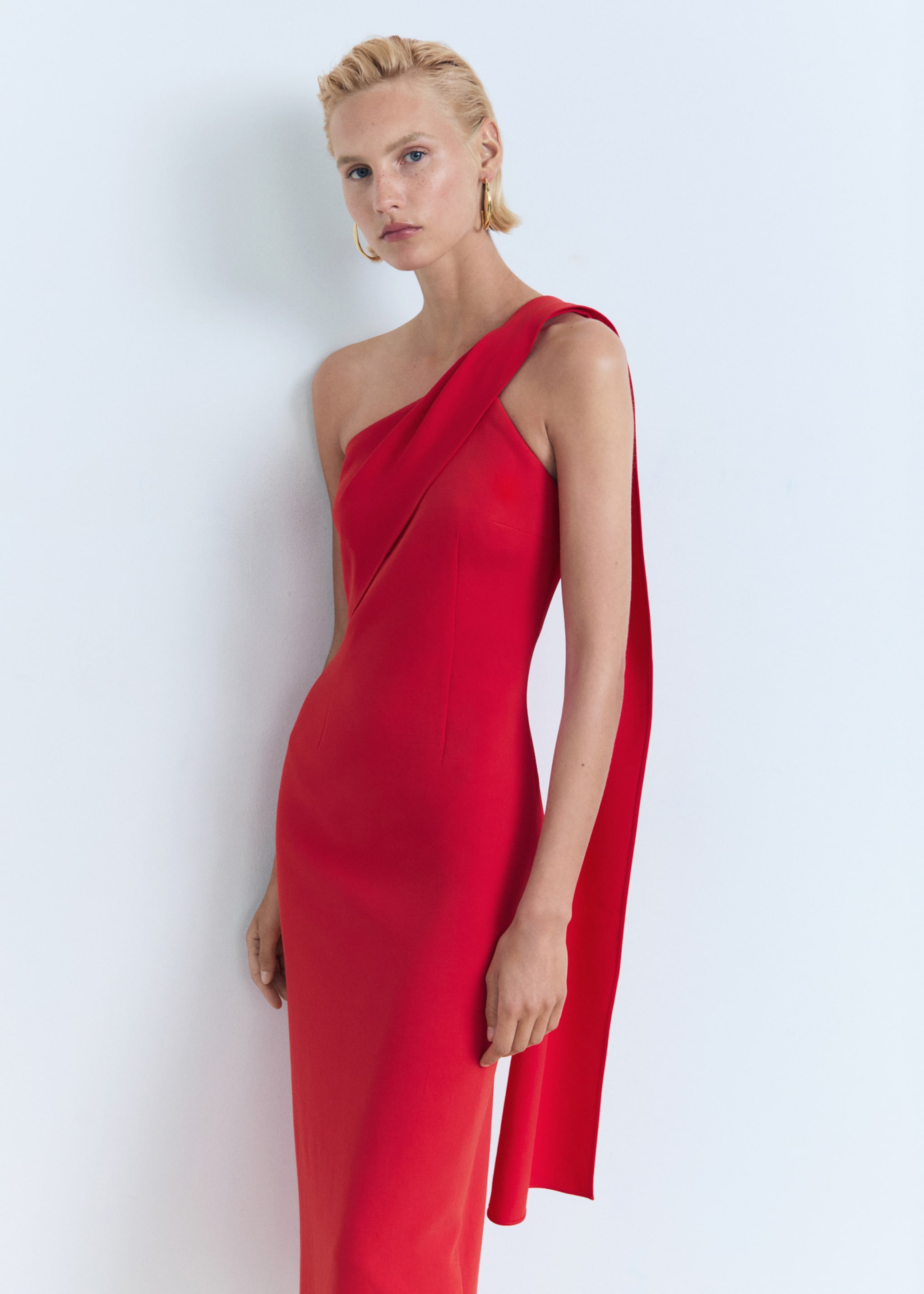 Asymmetrical bow-neck dress - Medium plane