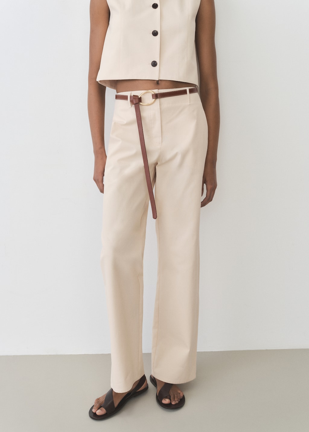 Pantalón algodón recto tiro medio