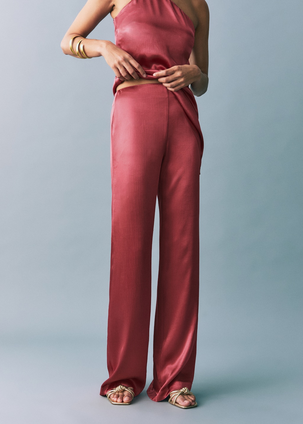 Satin straight-fit pants - Teen | MANGO USA