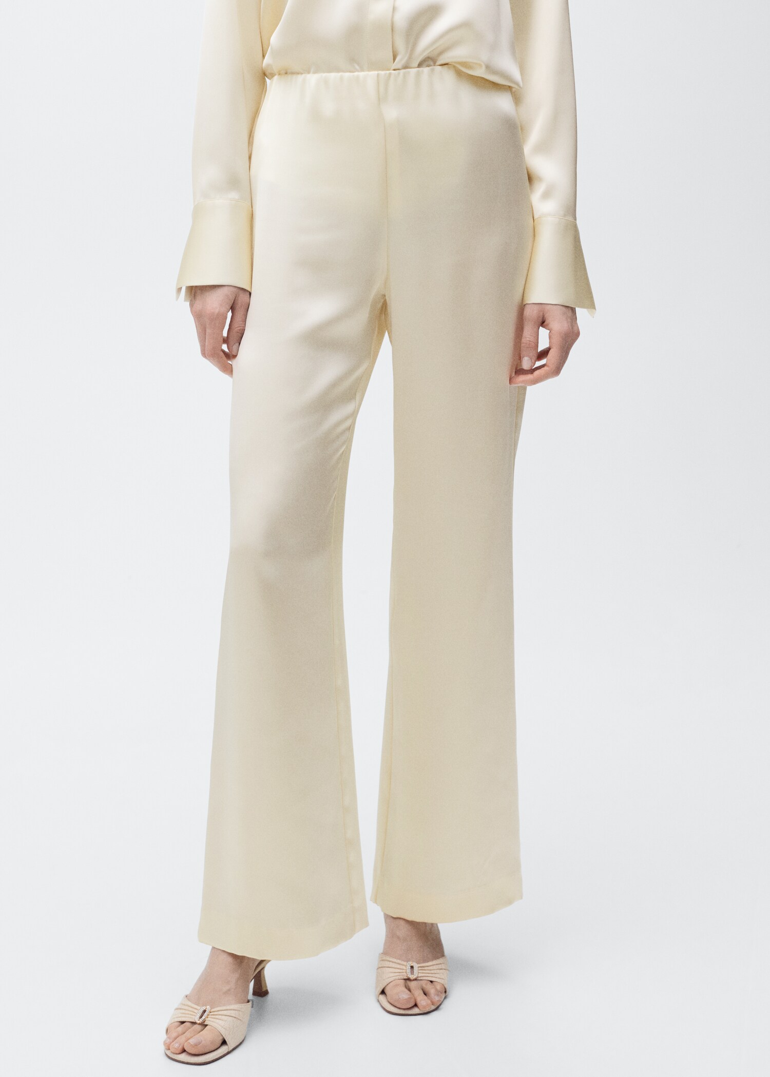 Satin straight-fit trousers - Medium plane