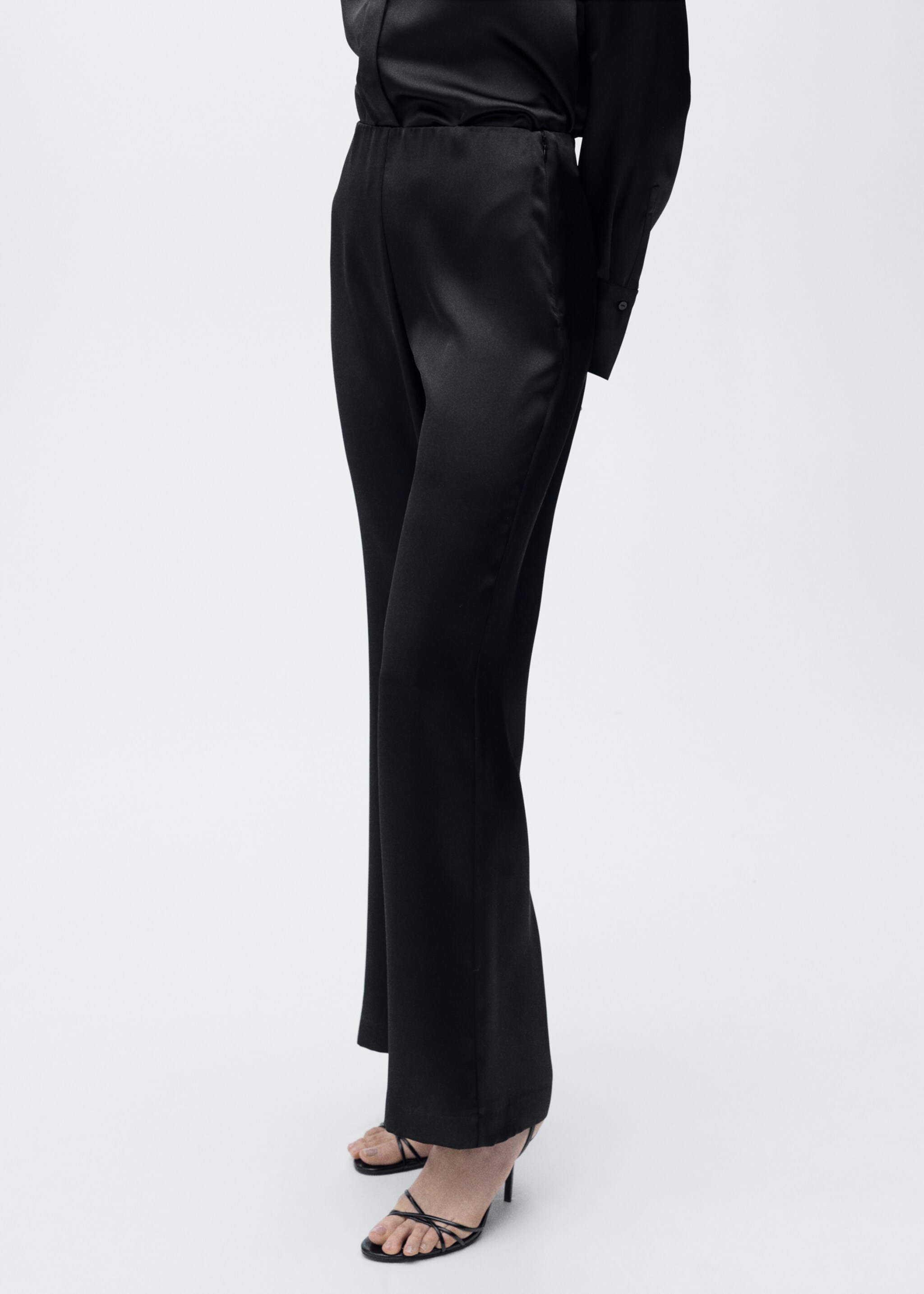 Satin straight-fit trousers - Medium plane