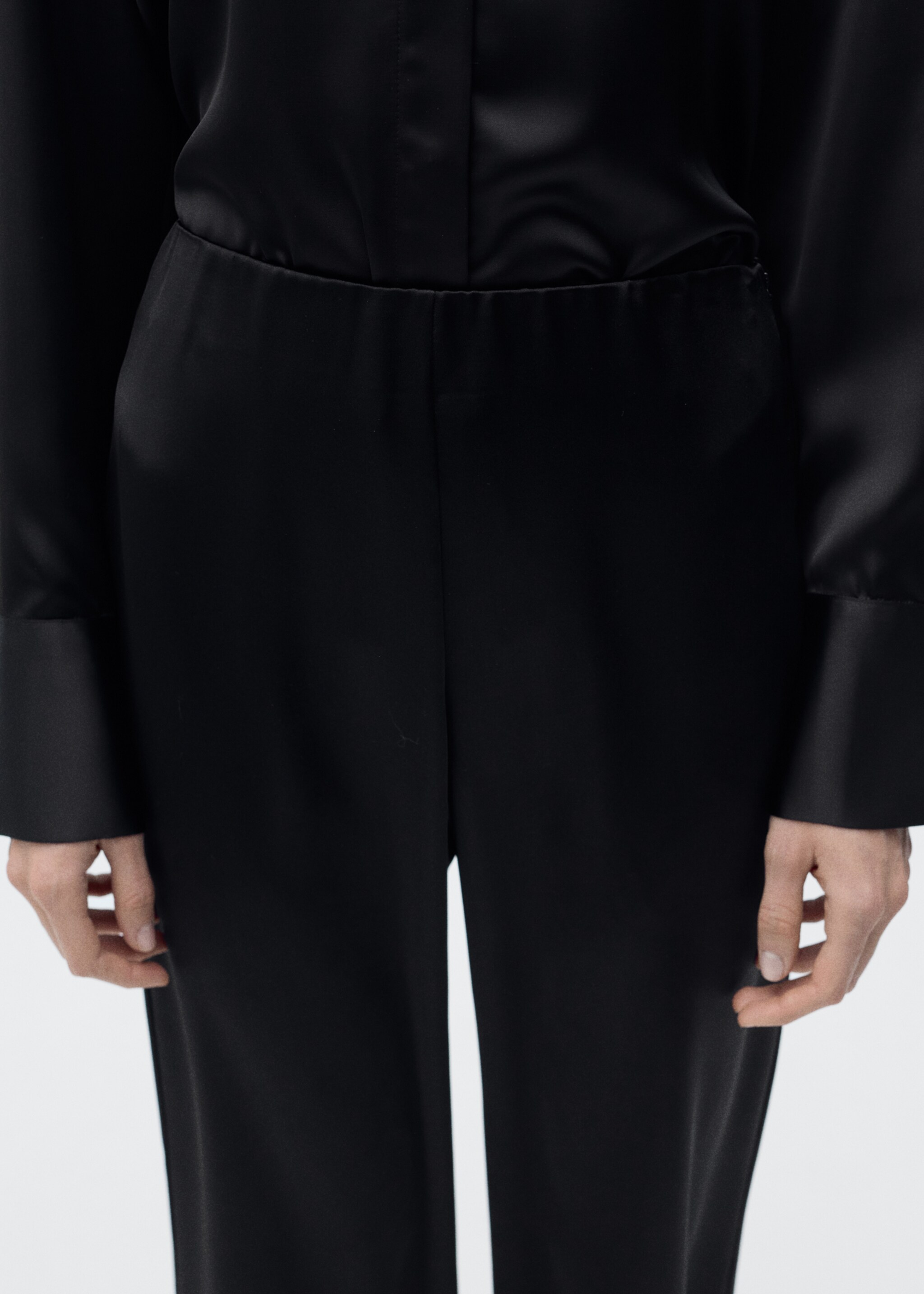 Satin straight-fit trousers - Details of the article 1