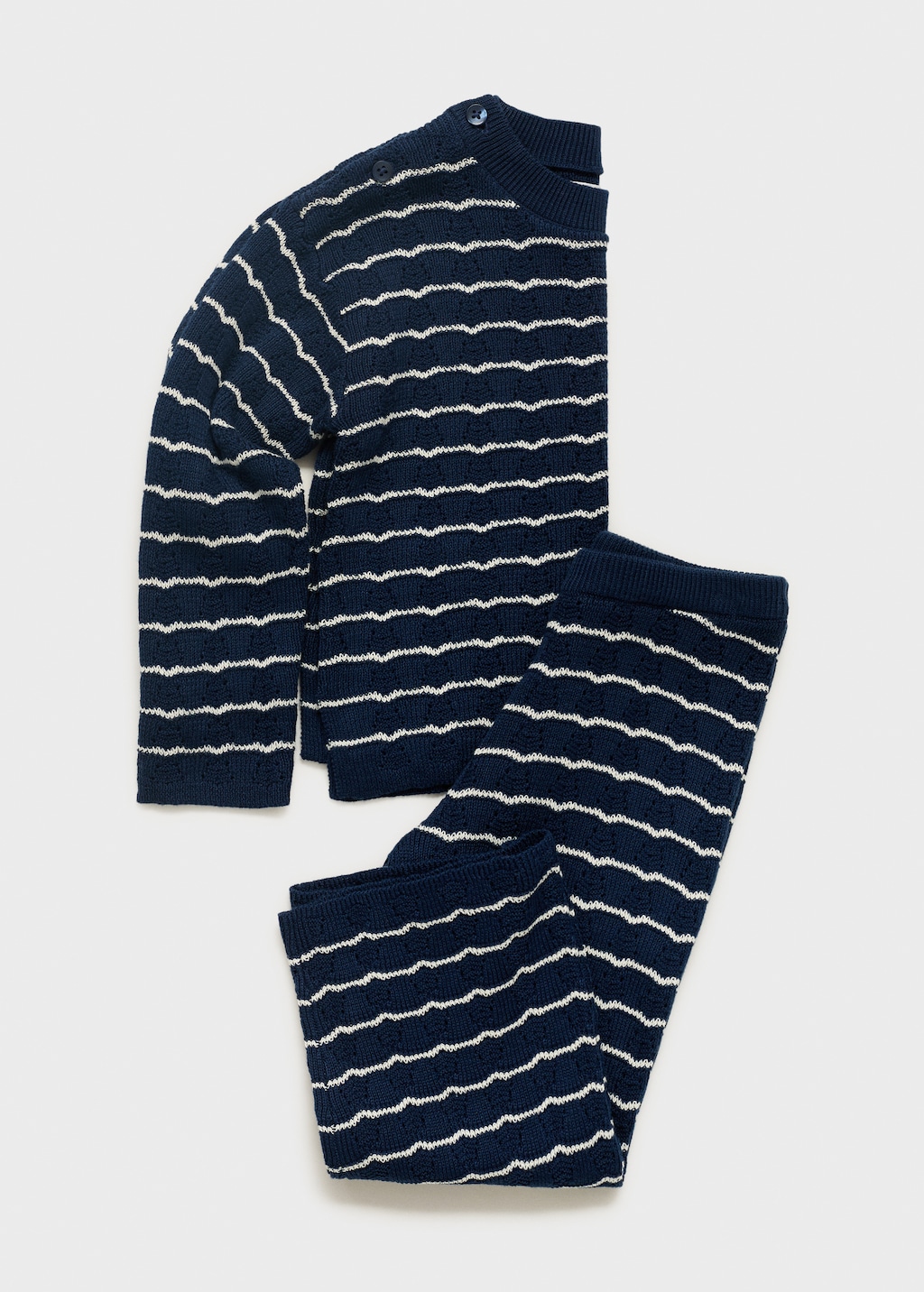 Striped knit sweater with lace accents