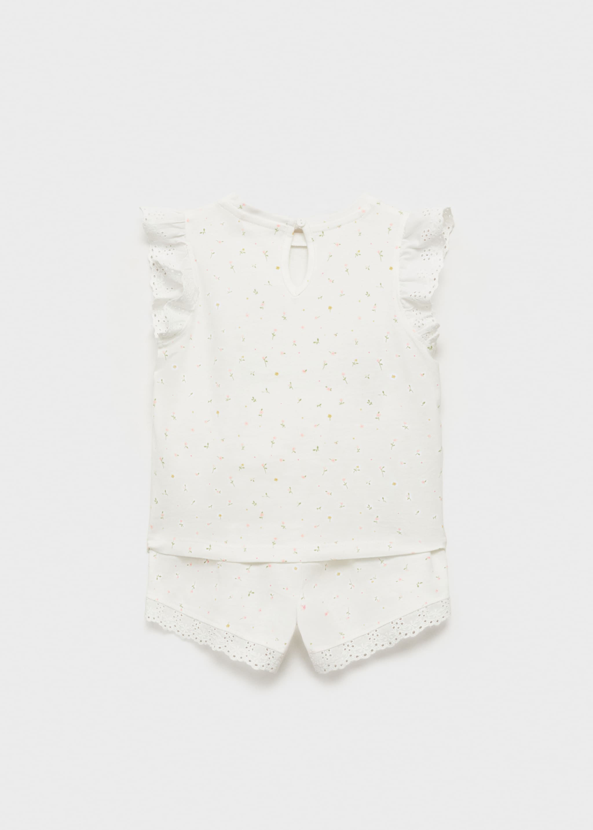 Floral cotton pyjamas - Reverse of the article, Off White. Ref: 87086716-00.