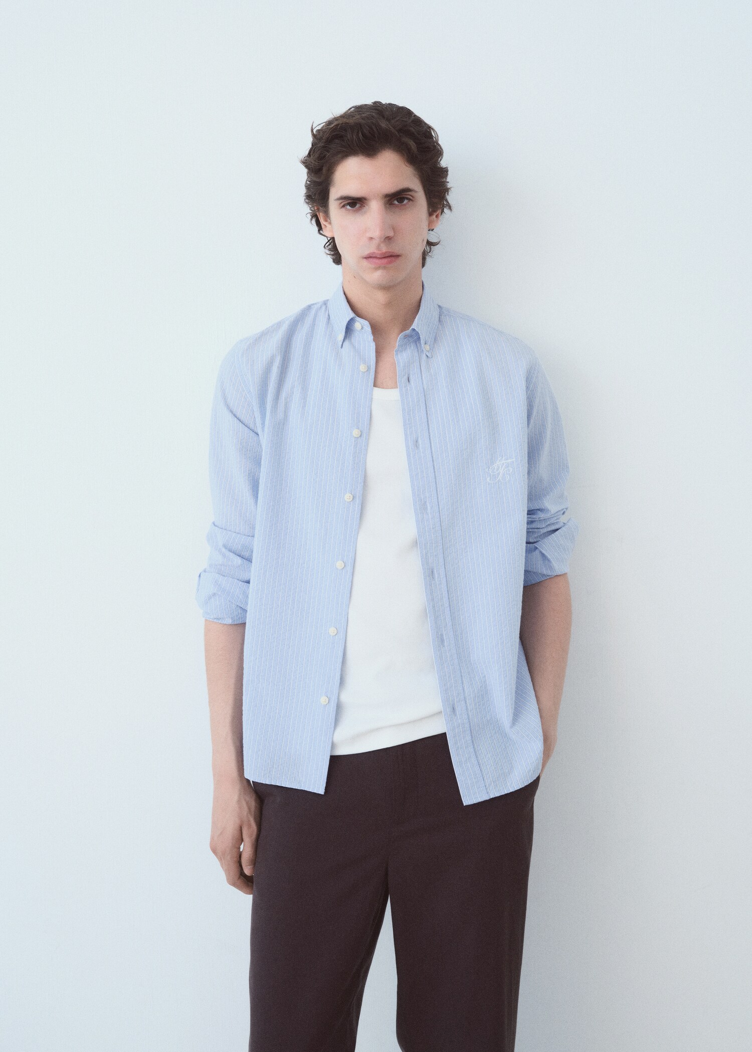 Camisa regular fit algodón seersucker - Plano medio