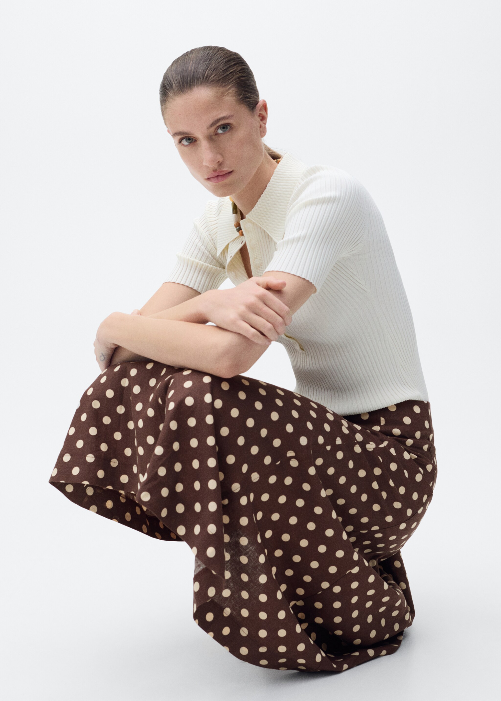Flared linen skirt with polka dots - Деталь изделия 2