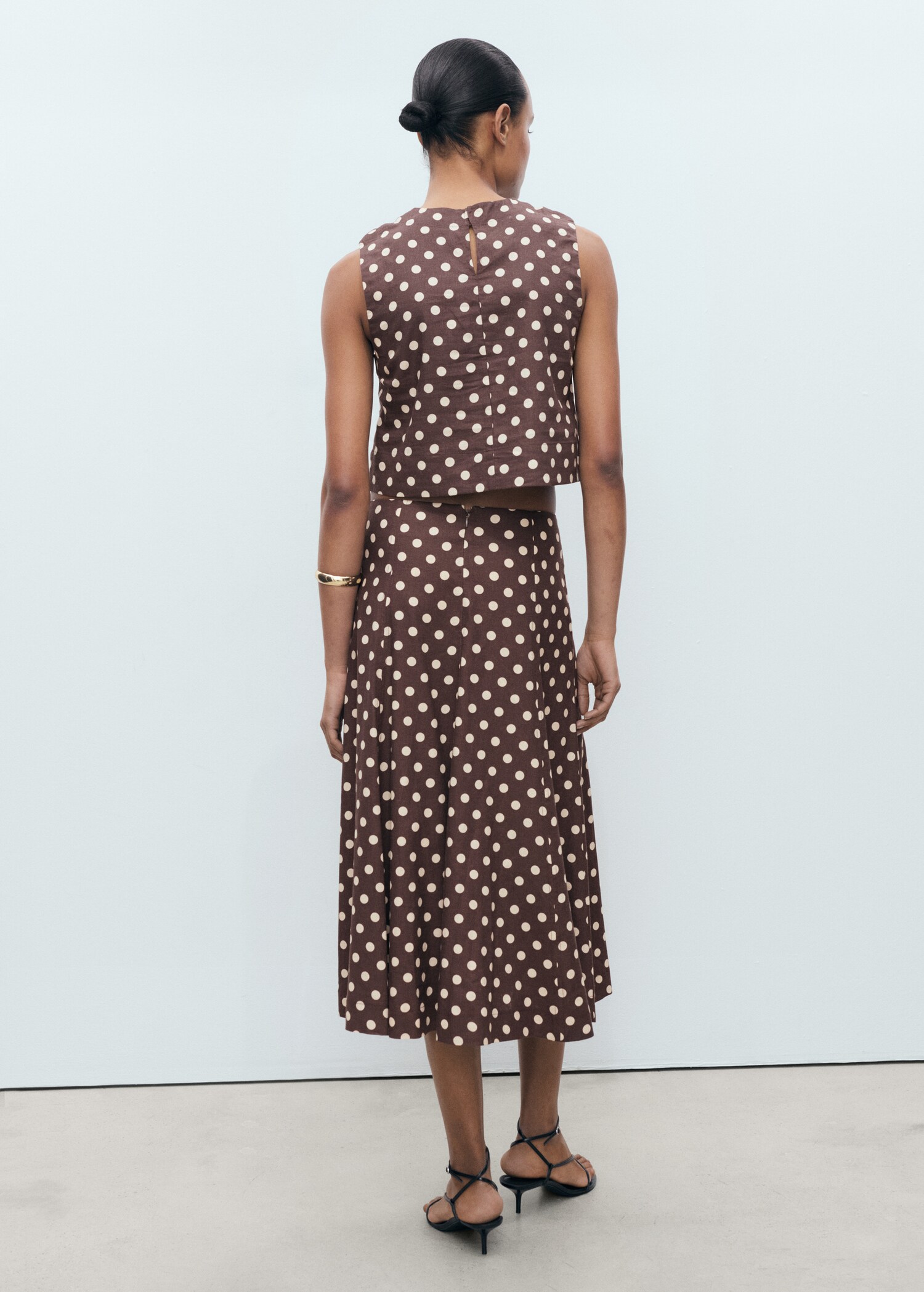 Flared linen skirt with polka dots - Reverse of the article