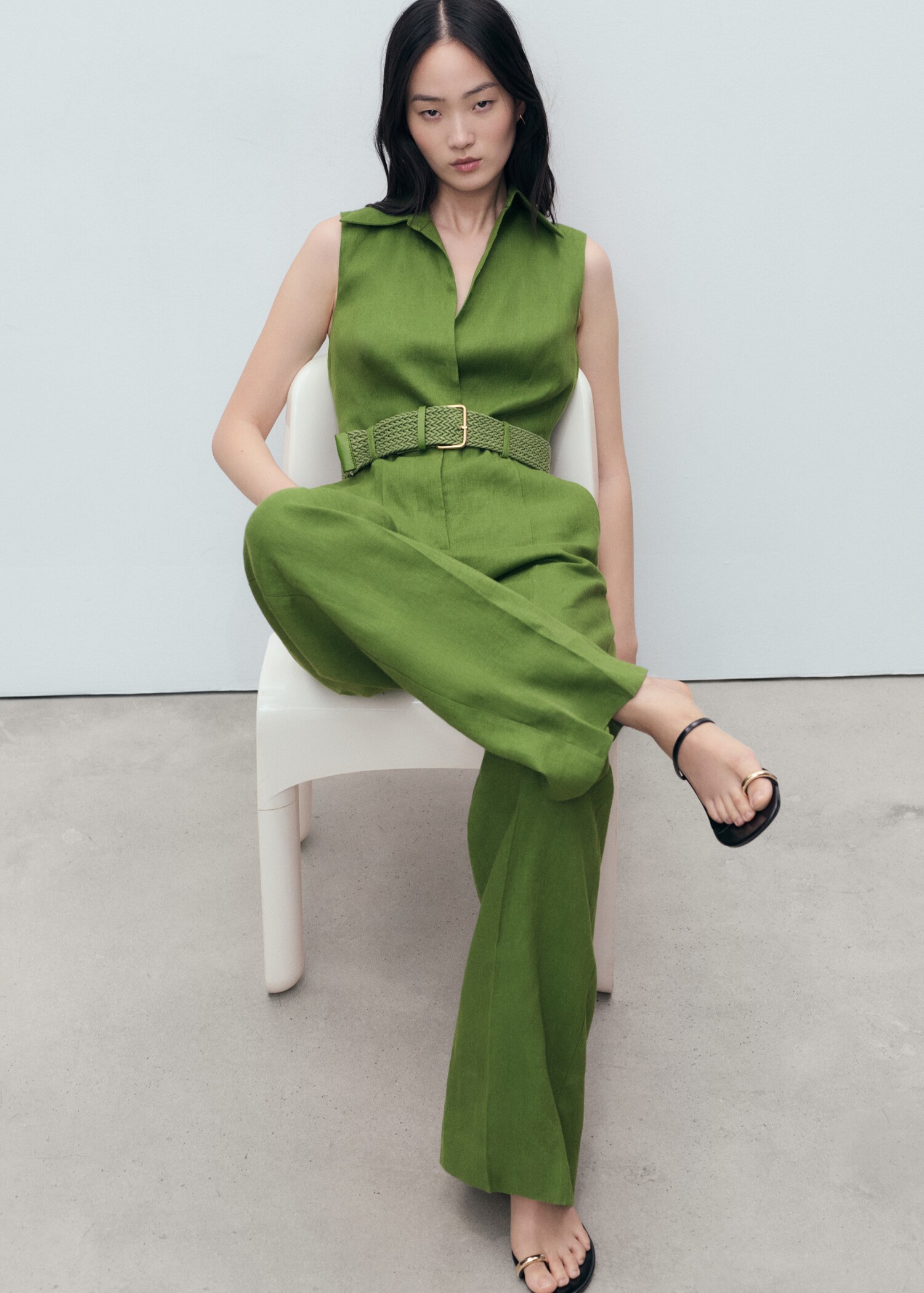 Linnen overhemdjumpsuit met ceintuur - Detail van het artikel 2