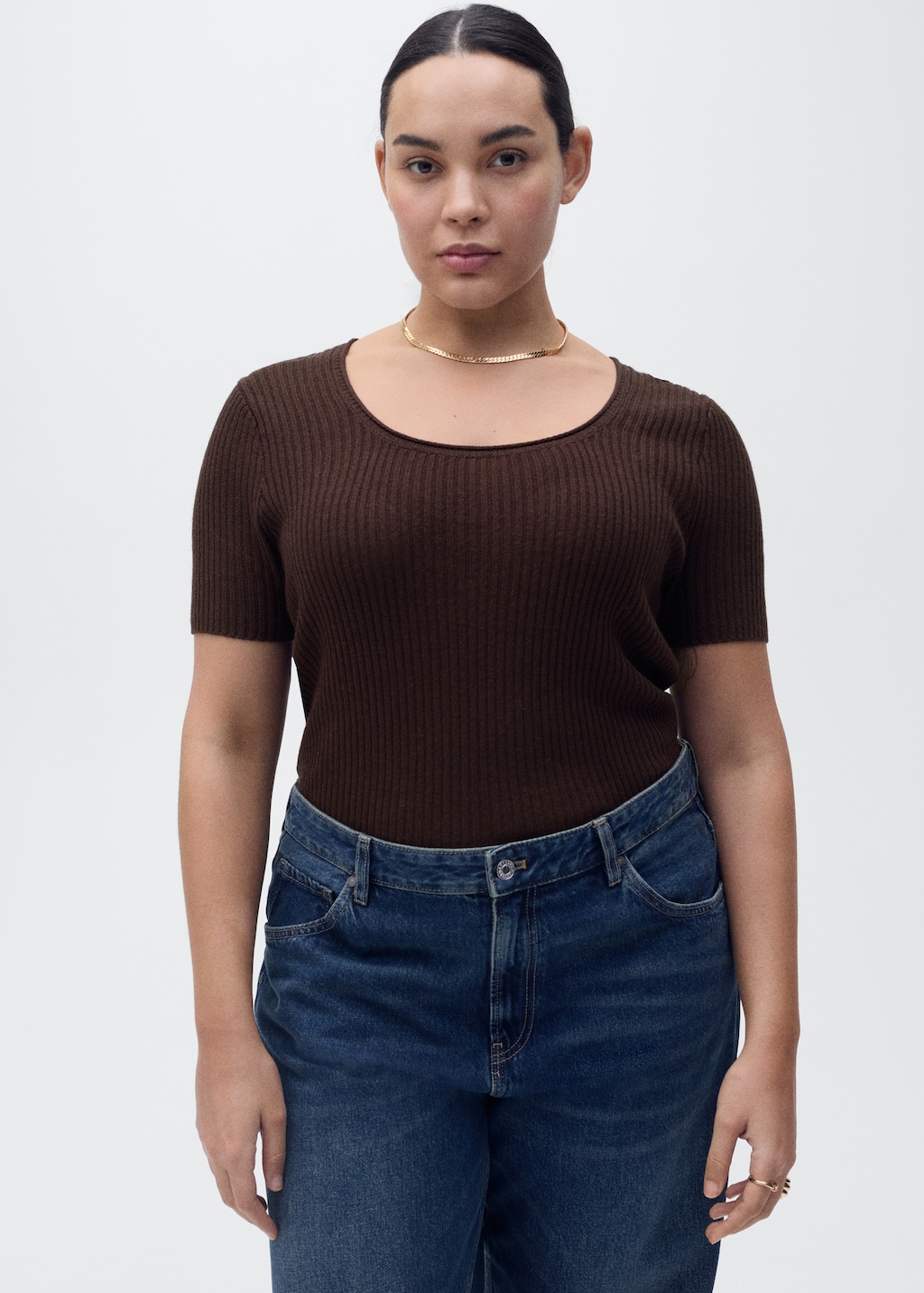 Linen-blend knitted sweater