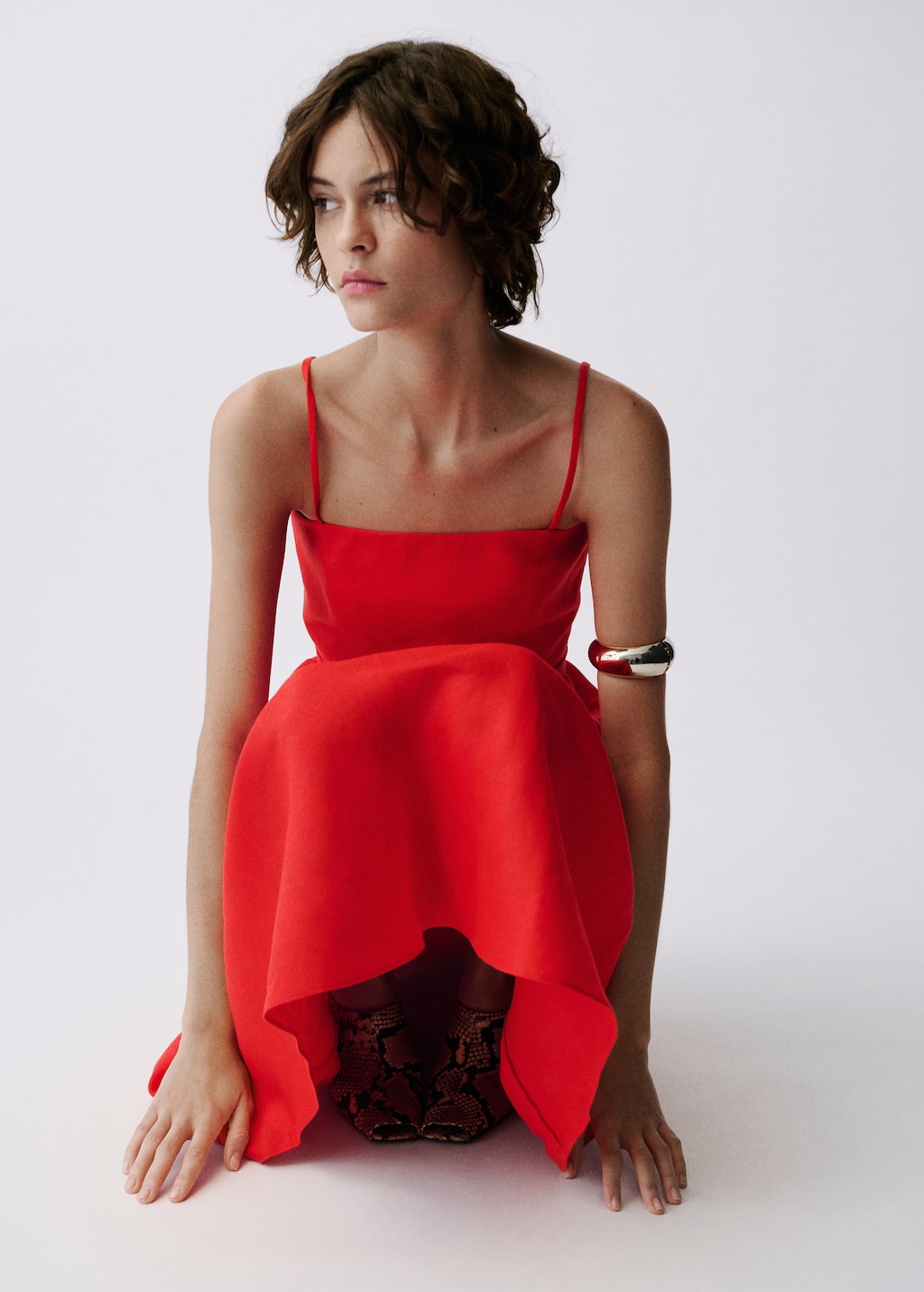 Mango Bow linen-blend dress