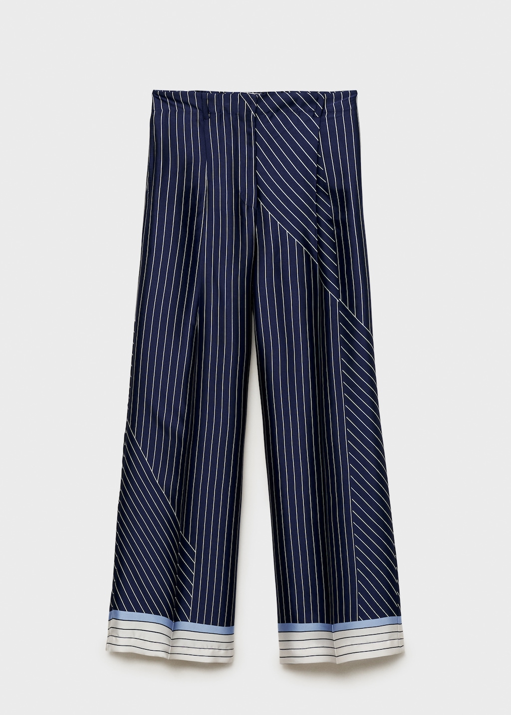 Thumbnail of Satin pants with combined stripes - Blue