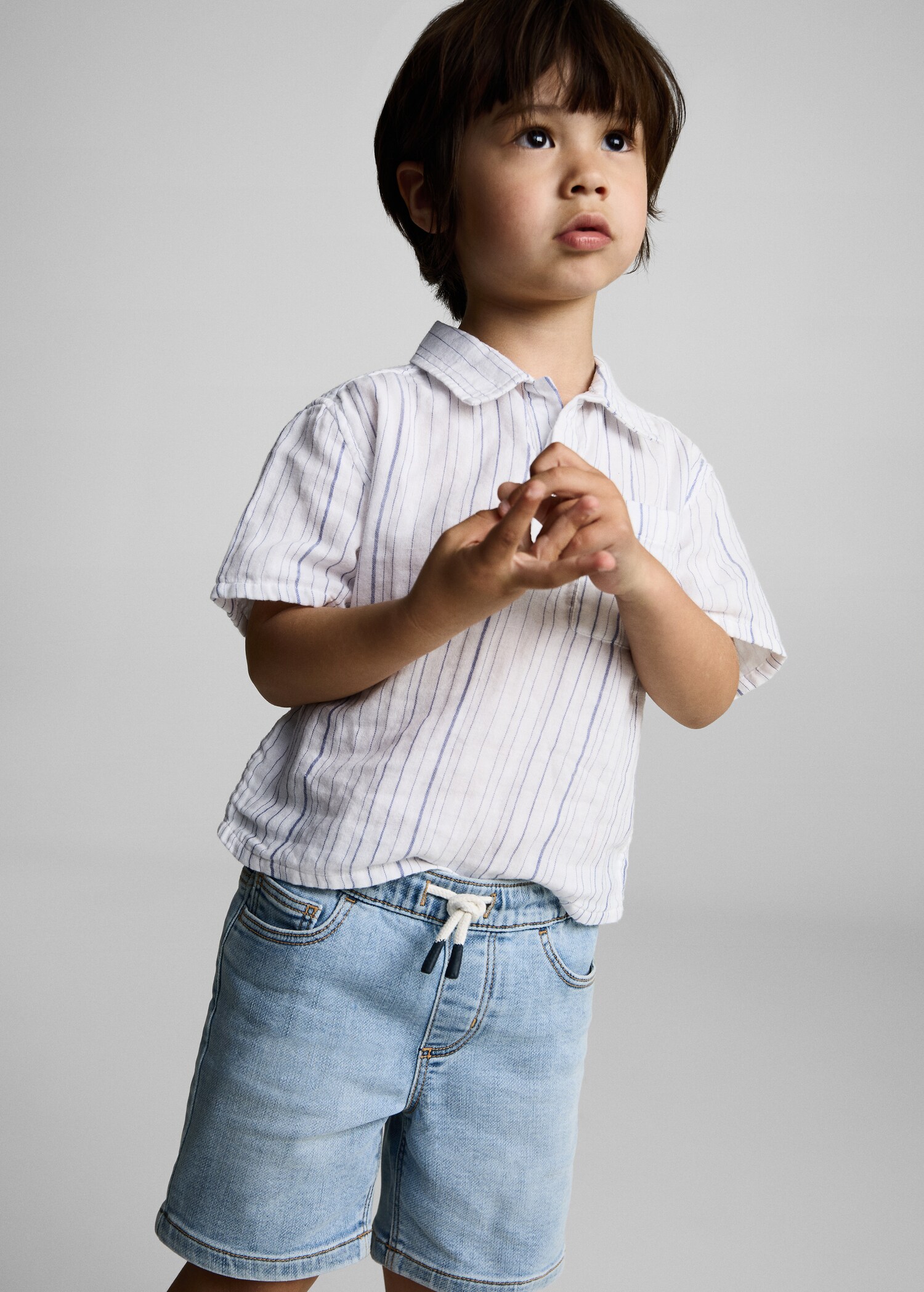 Drawstring denim Bermuda shorts - Details of the article 1
