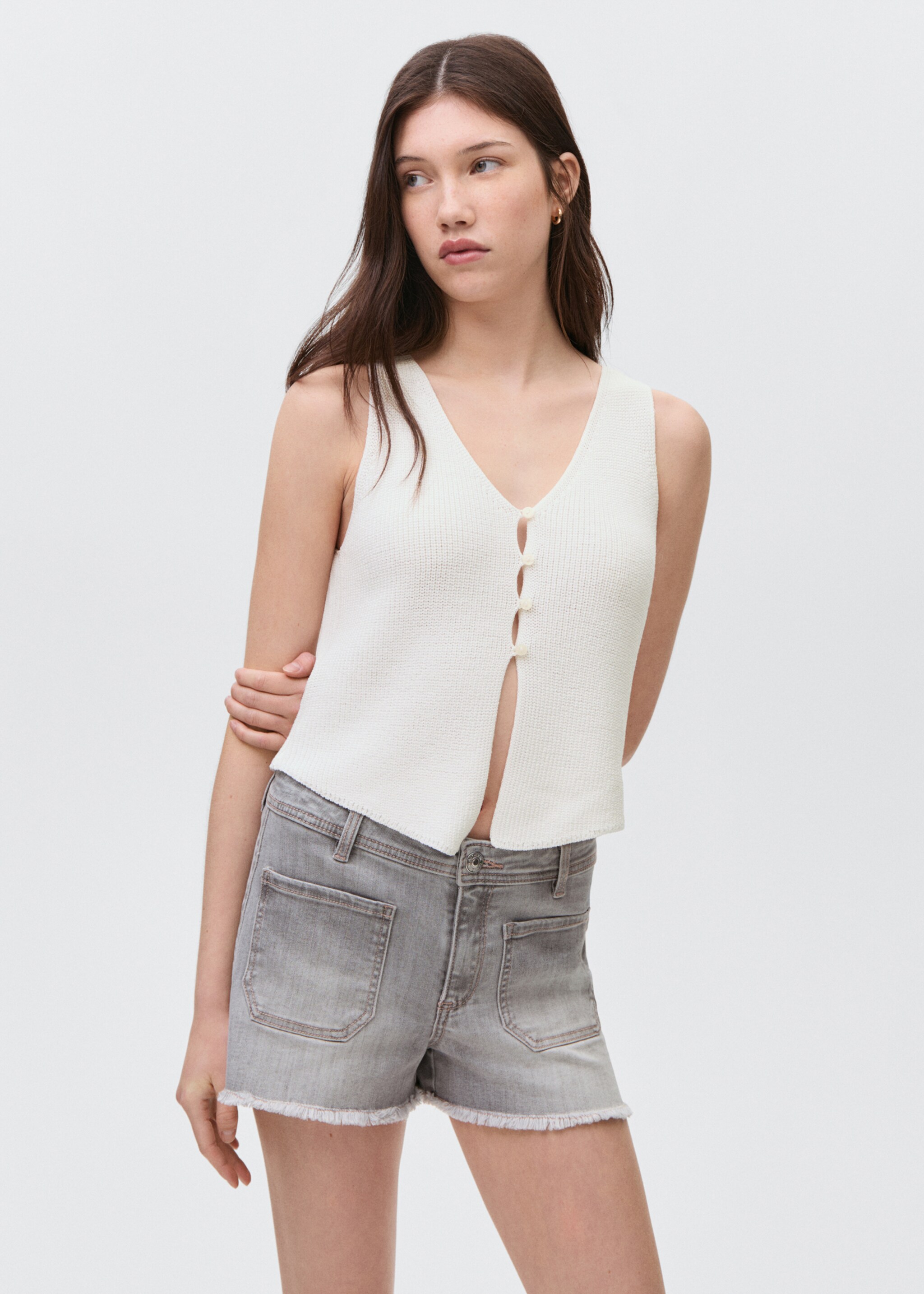 Buttoned knit top - Medium plane