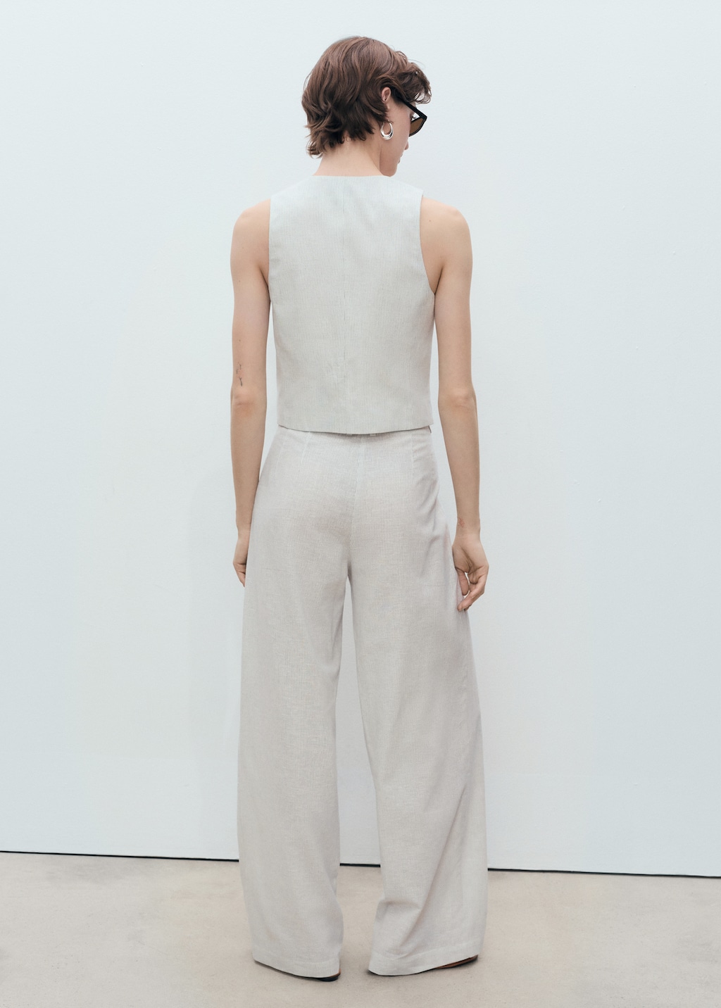 Linen-blend suit vest