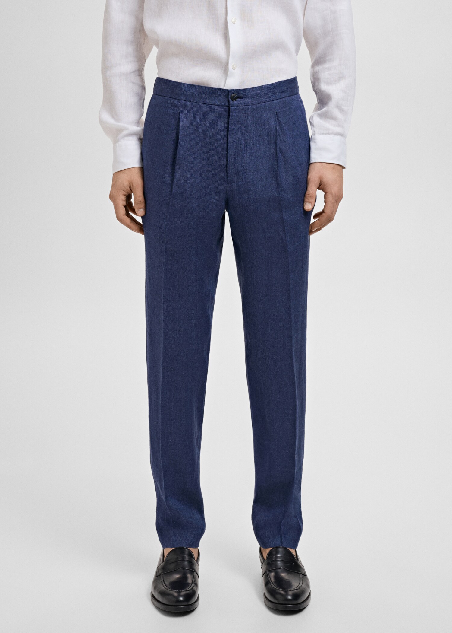 Öltöny nadrág Salerno 100% len slim fit - Felezősík