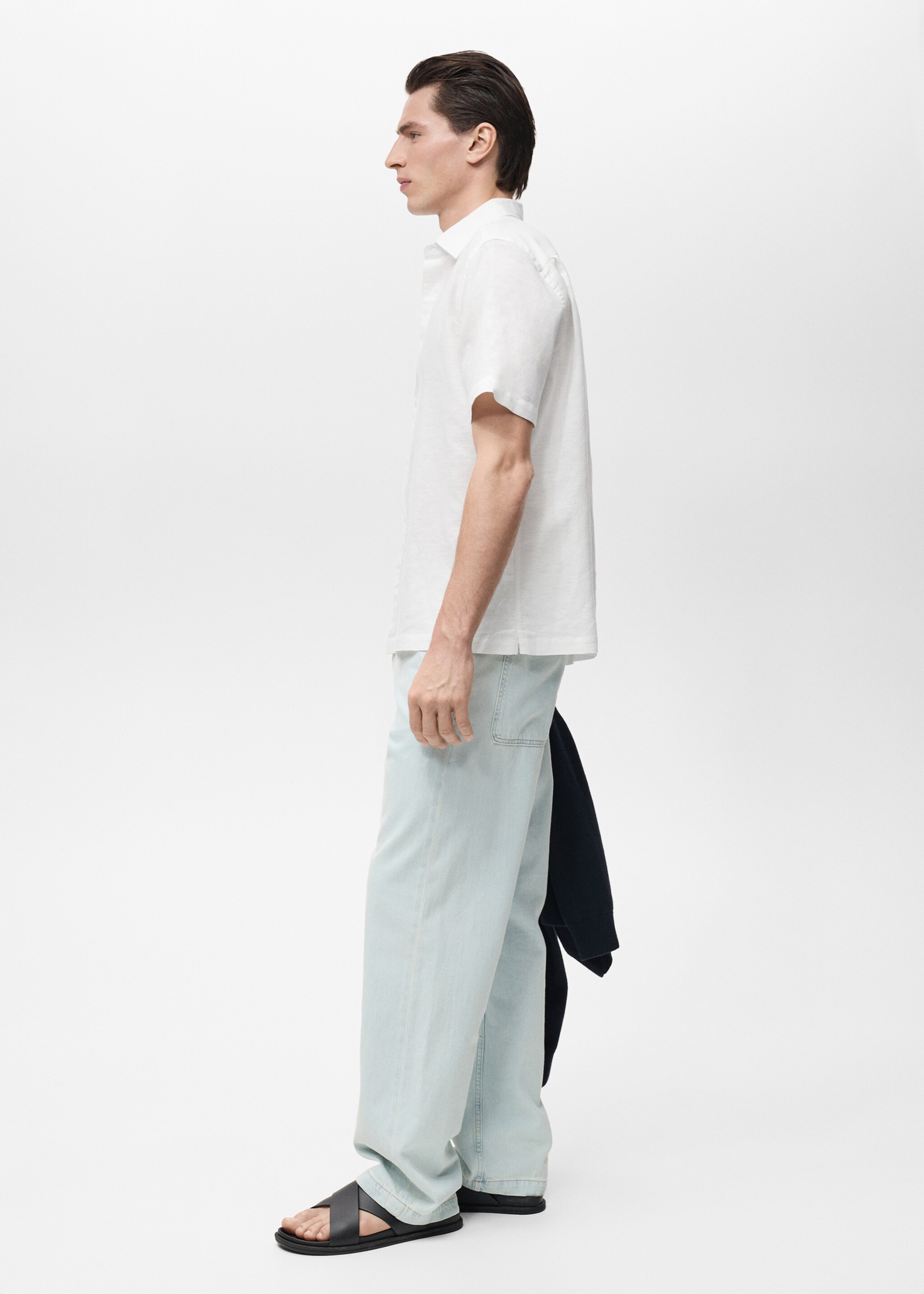 Short sleeve linen-blend shirt - Details of the article 2