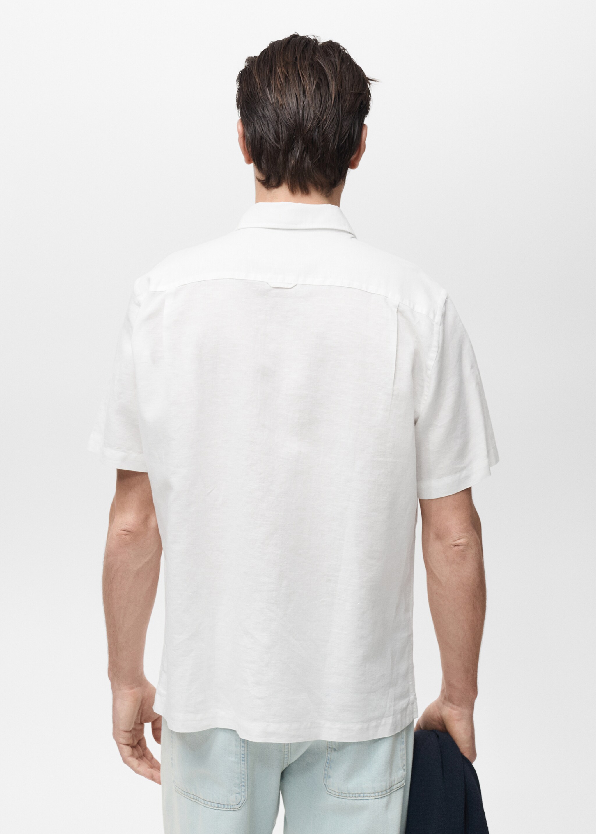Short sleeve linen-blend shirt - Reverse of the article
