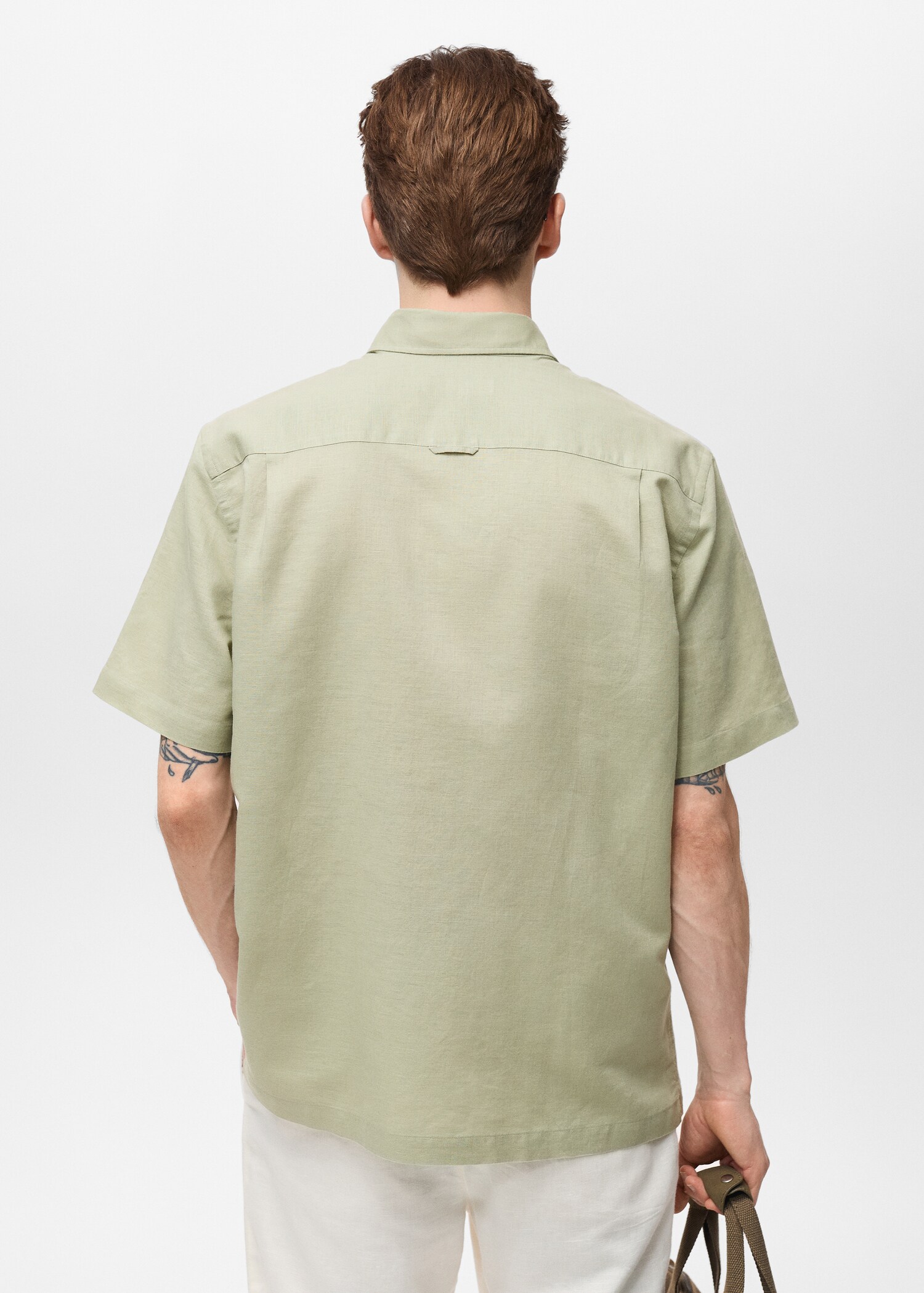 Camisa lino manga corta - Reverso del artículo