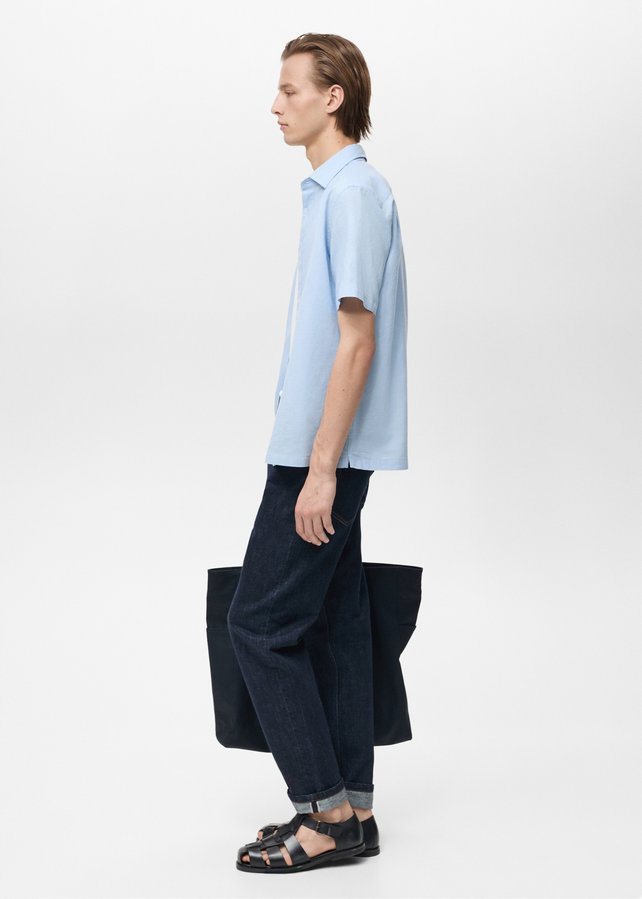 Short sleeve linen-blend shirt - Details of the article 2