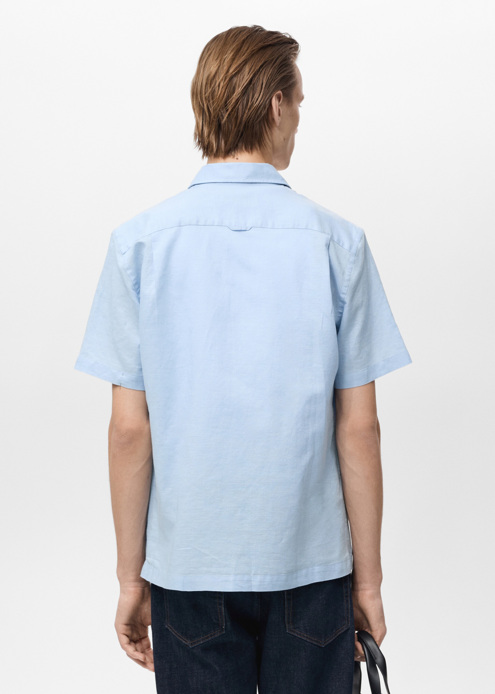 Short sleeve linen-blend shirt - Reverse of the article