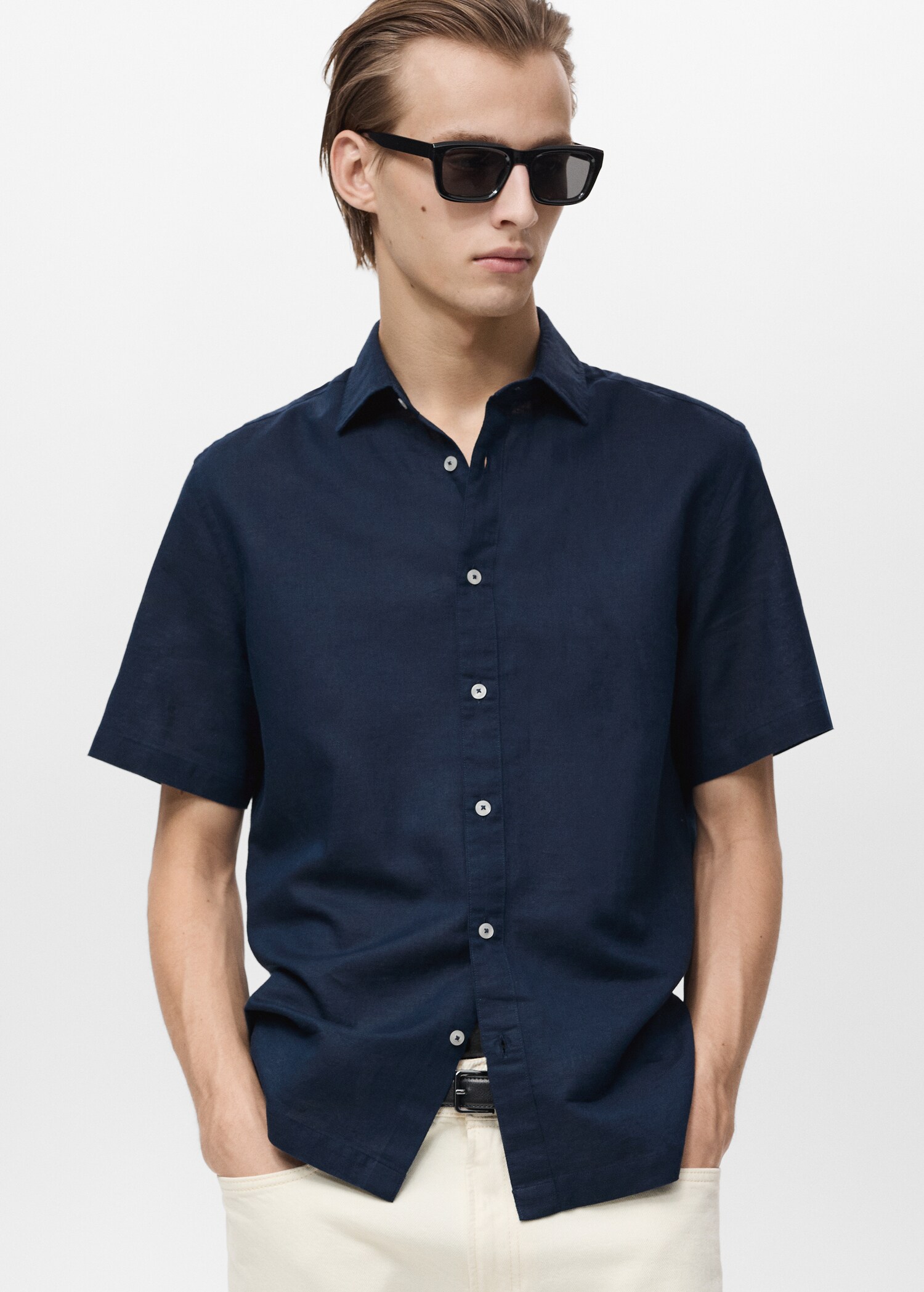 Camisa lino manga corta - Detalle del artículo 6