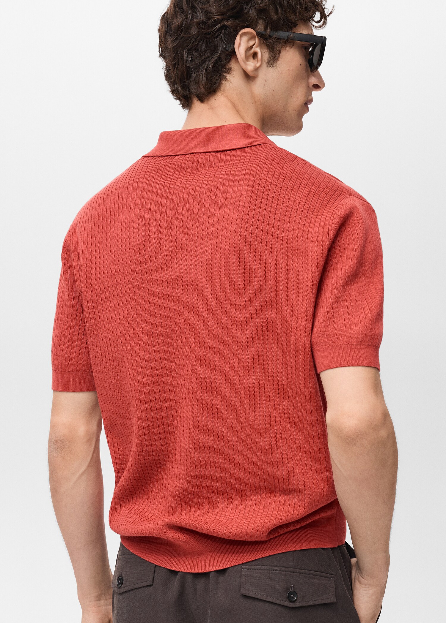 100% cotton ribbed structured polo shirt - Reverse of the article