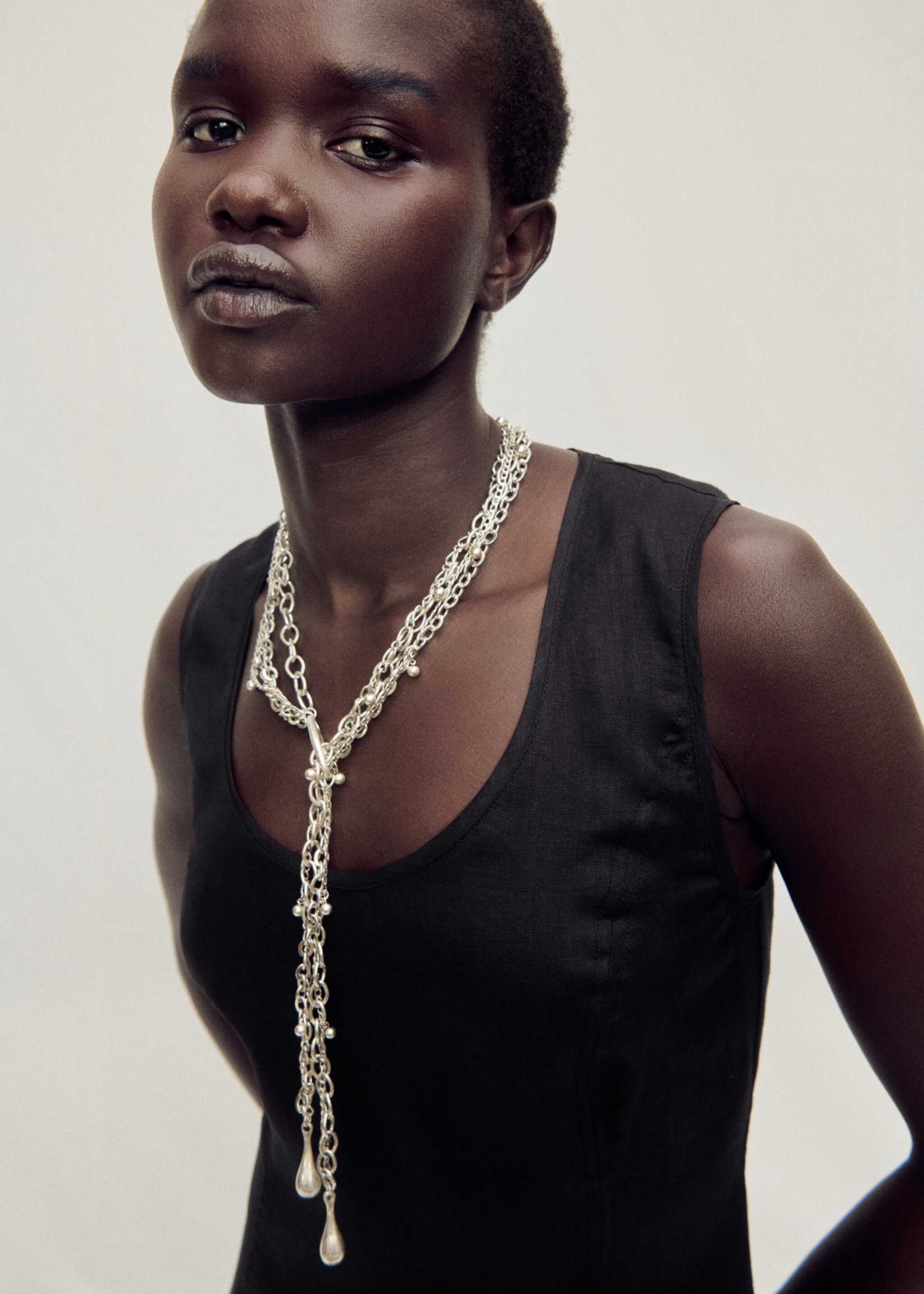 Linen-blend dress with ruffle - Details of the article 1