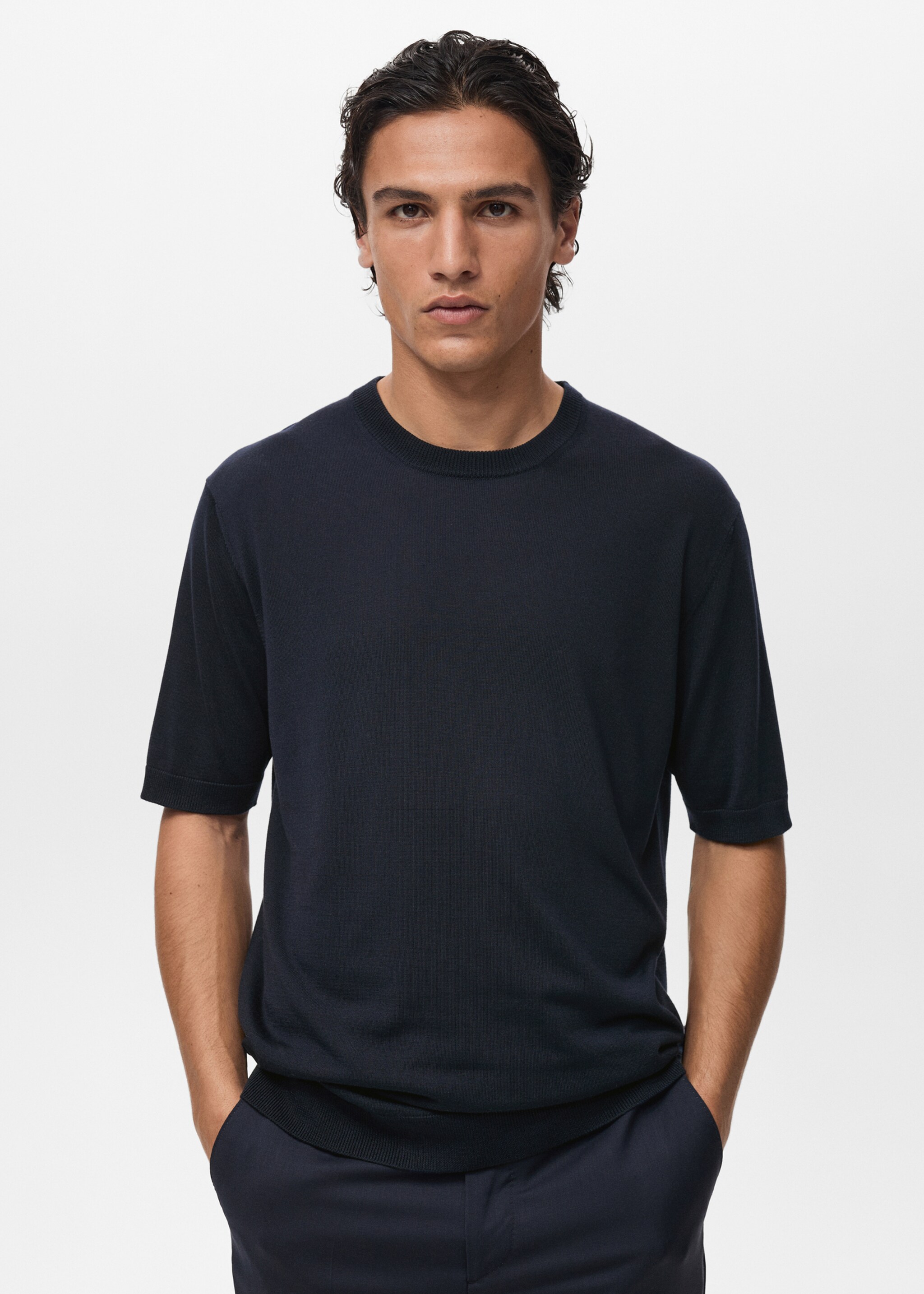 T-shirt de malha fina de liocel - Plano médio