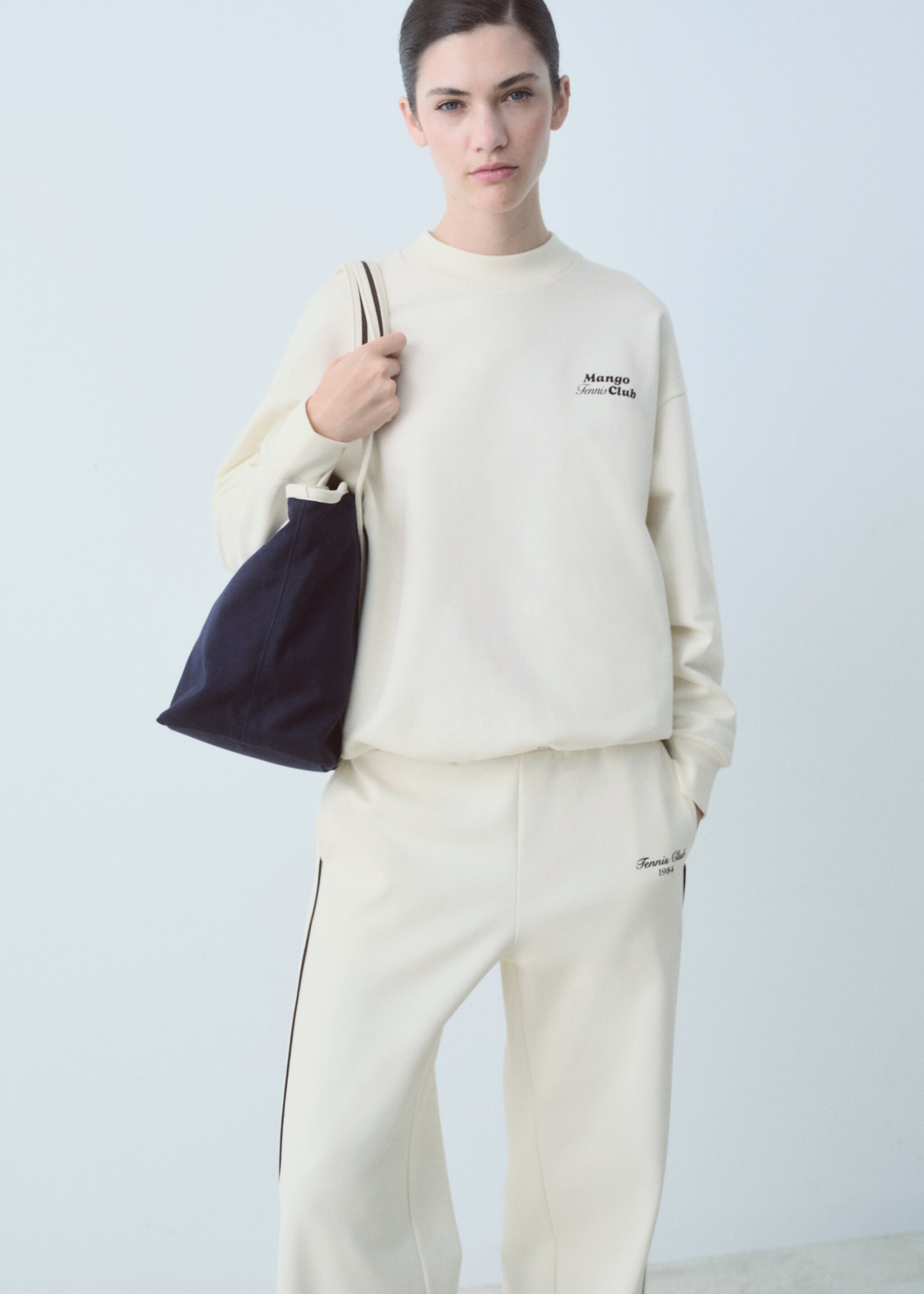 Cotton sweatshirt with printed message - Medium plane