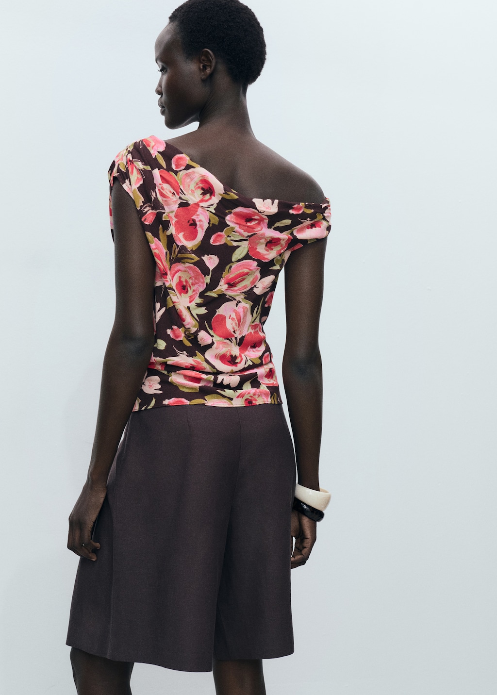 Floral blouse with asymmetrical neck - image 3
