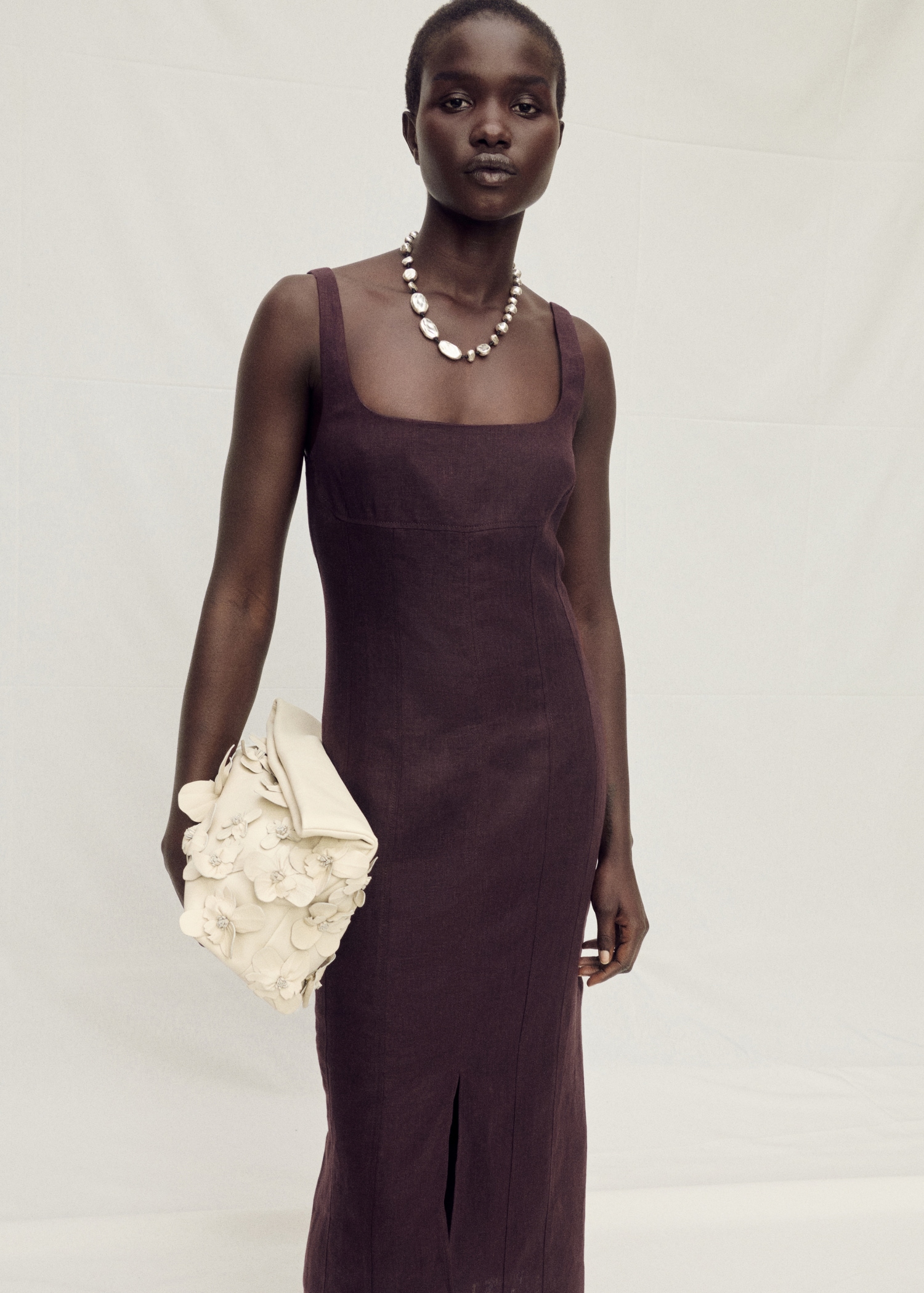 Mango Outlet Vestido Lino Abertura Mango Linen Midi-dress With