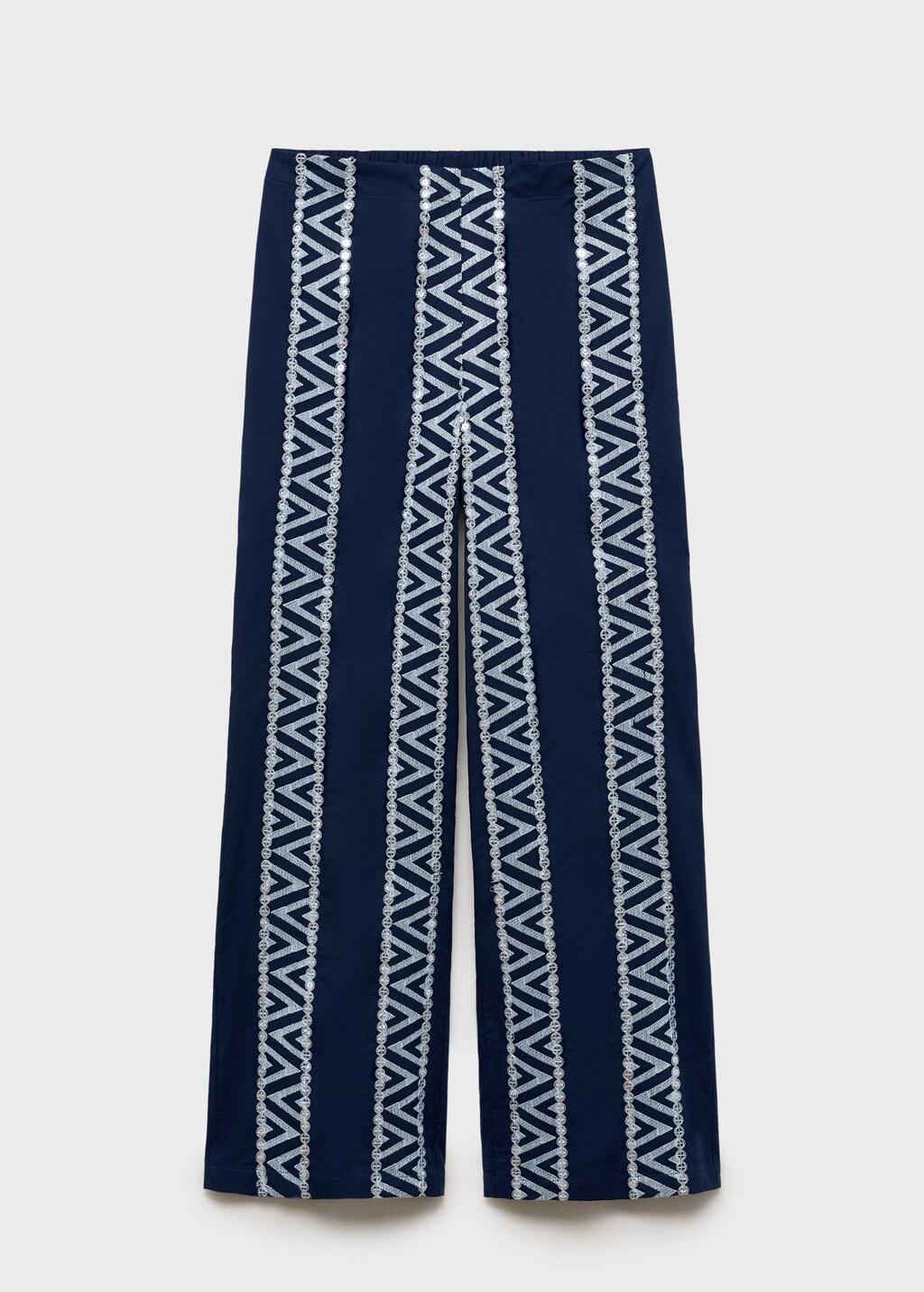 Embroidered straight-fit pants