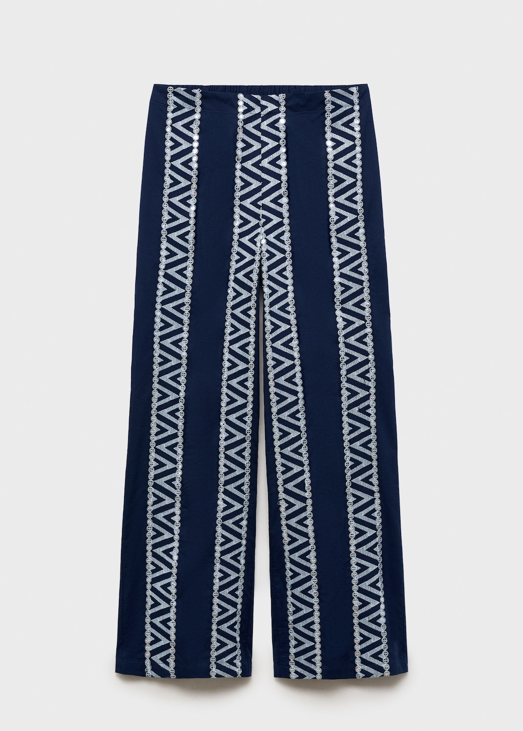 Embroidered straight-fit pants